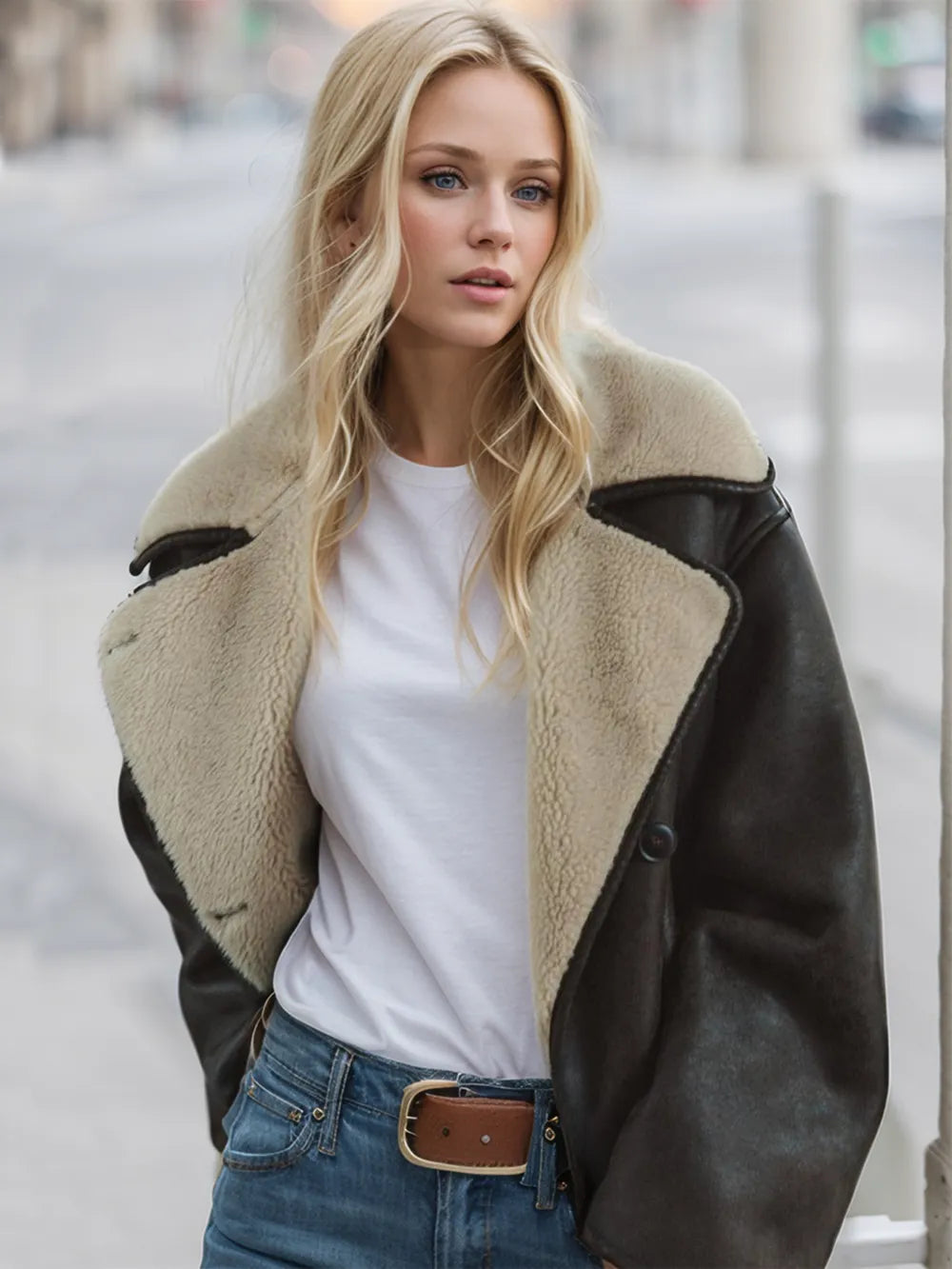 Collared Neck Long Sleeve Plush Jacket, view 2