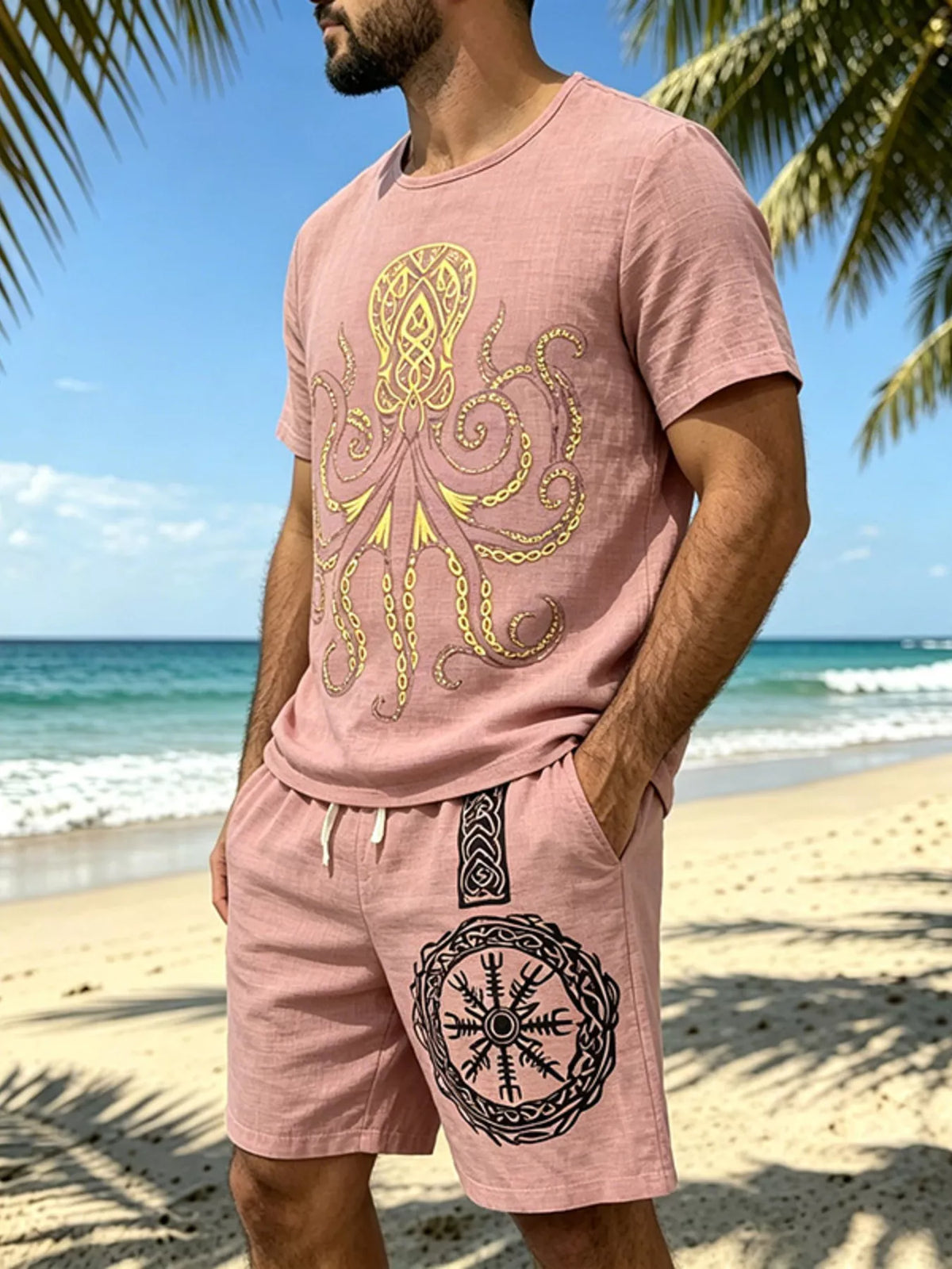 Men's Full Size Round Neck Tee and Shorts Set Plus Size - Lilixa.store