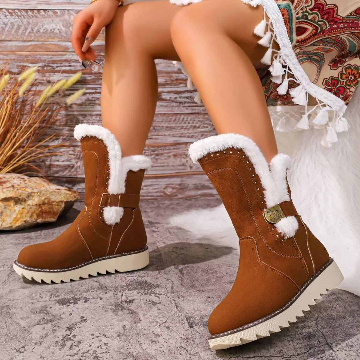 Round Toe Platform Boots - Lilixa.store
