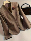 Flower One Button Long Sleeve Blazer - Lilixa.store