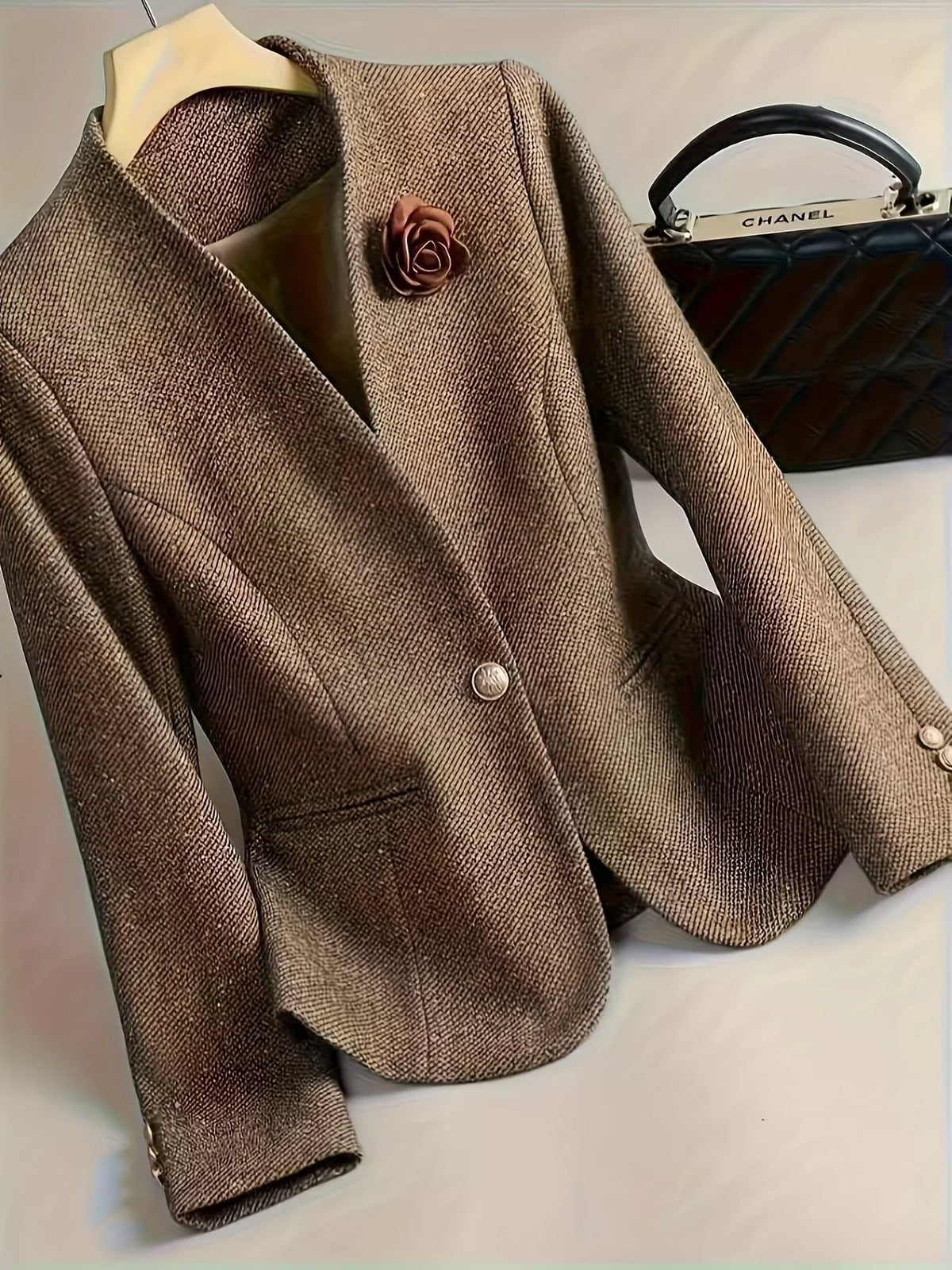Flower One Button Long Sleeve Blazer - Lilixa.store