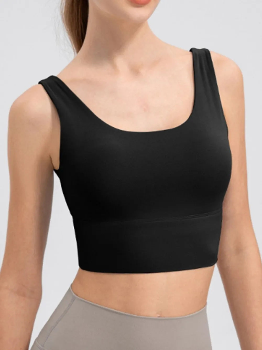 Scoop Neck Wide Strap Active Tank - Lilixa.store
