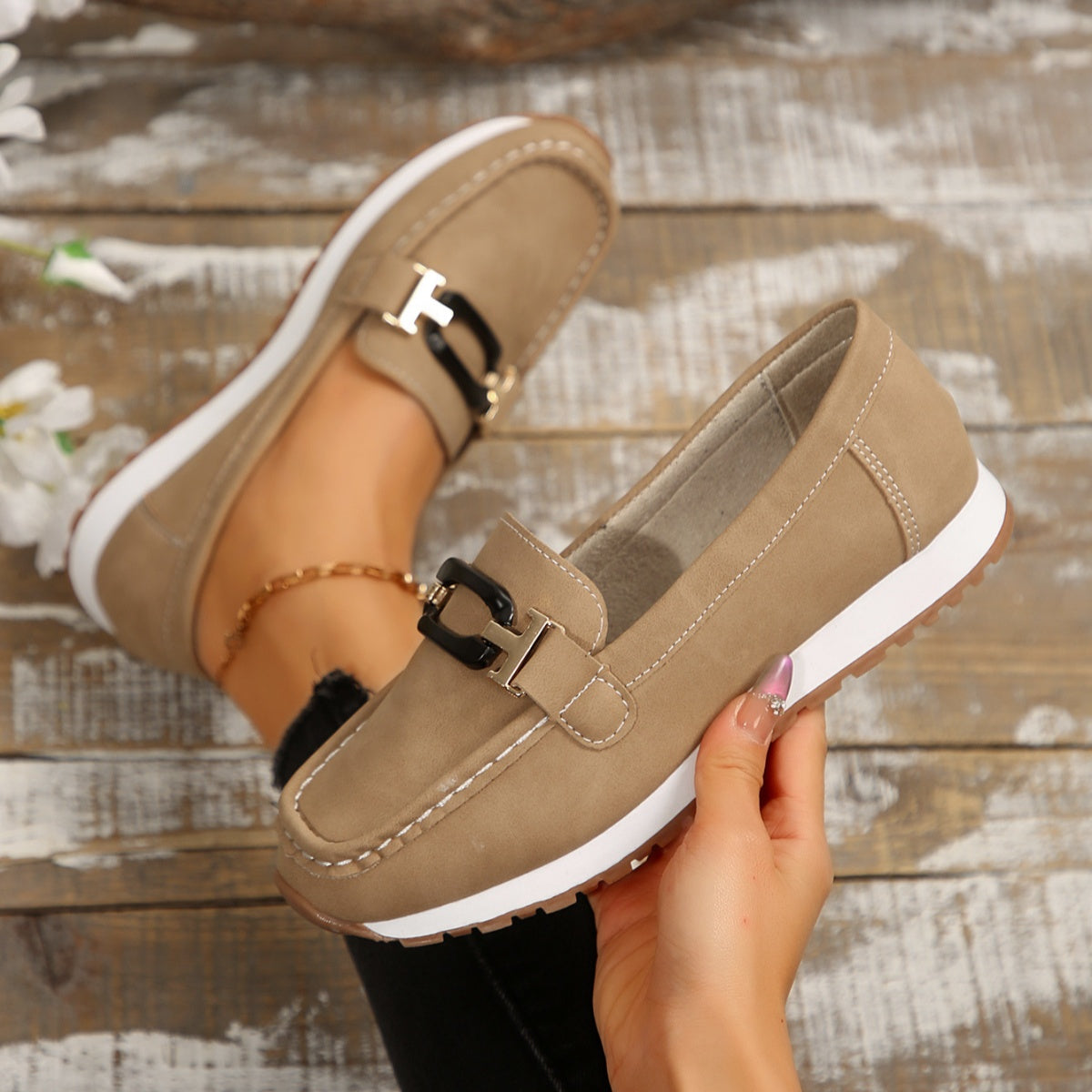 Buckle Decor Casual Slip-Ons, view 6