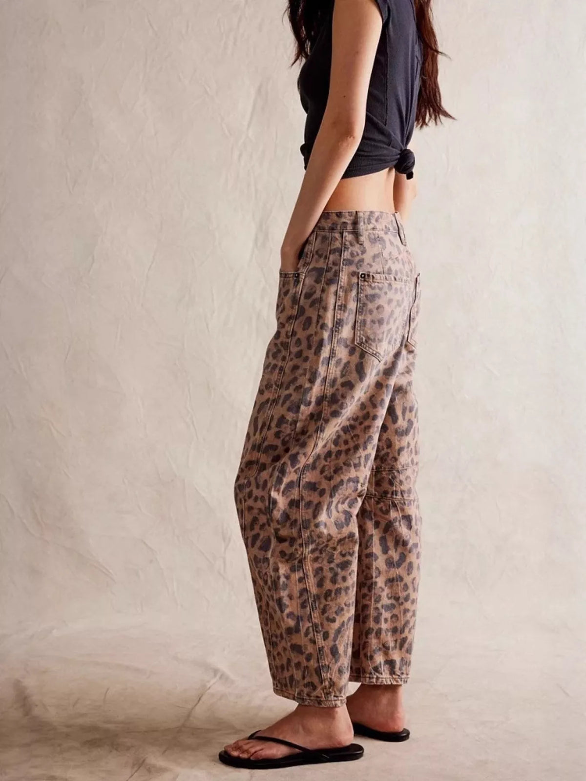 Leopard Print Wide Leg Jeans - Lilixa.store
