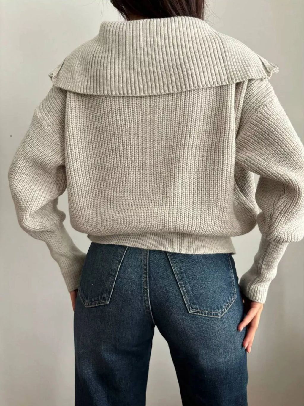 Zip Up Dropped Shoulder Cardigan - Lilixa.store