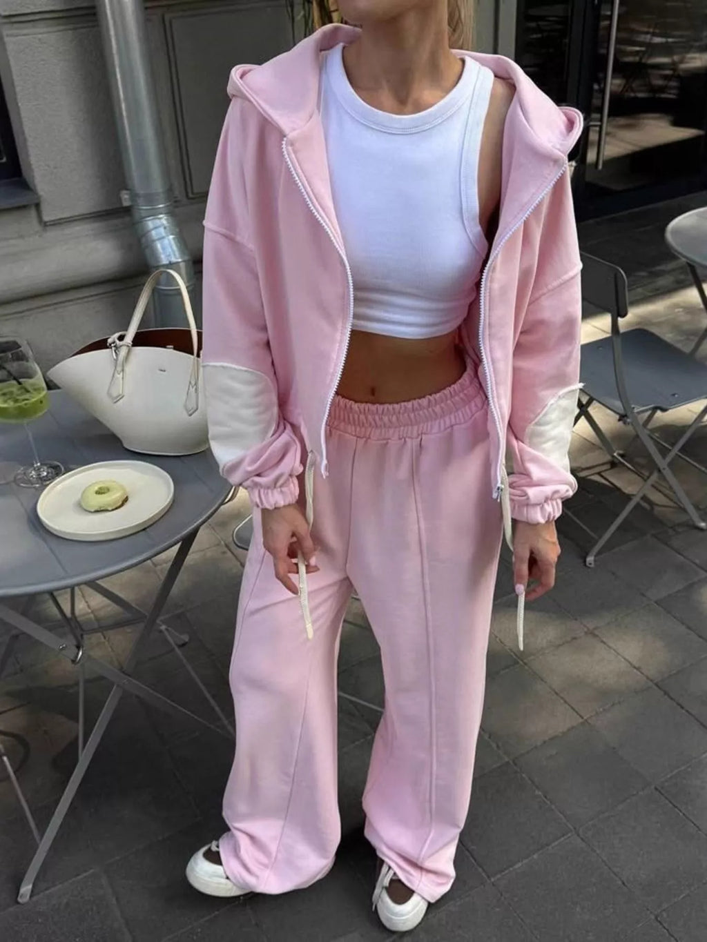 Zip Up Hoodie and Wide-Leg Pants Set - Lilixa.store