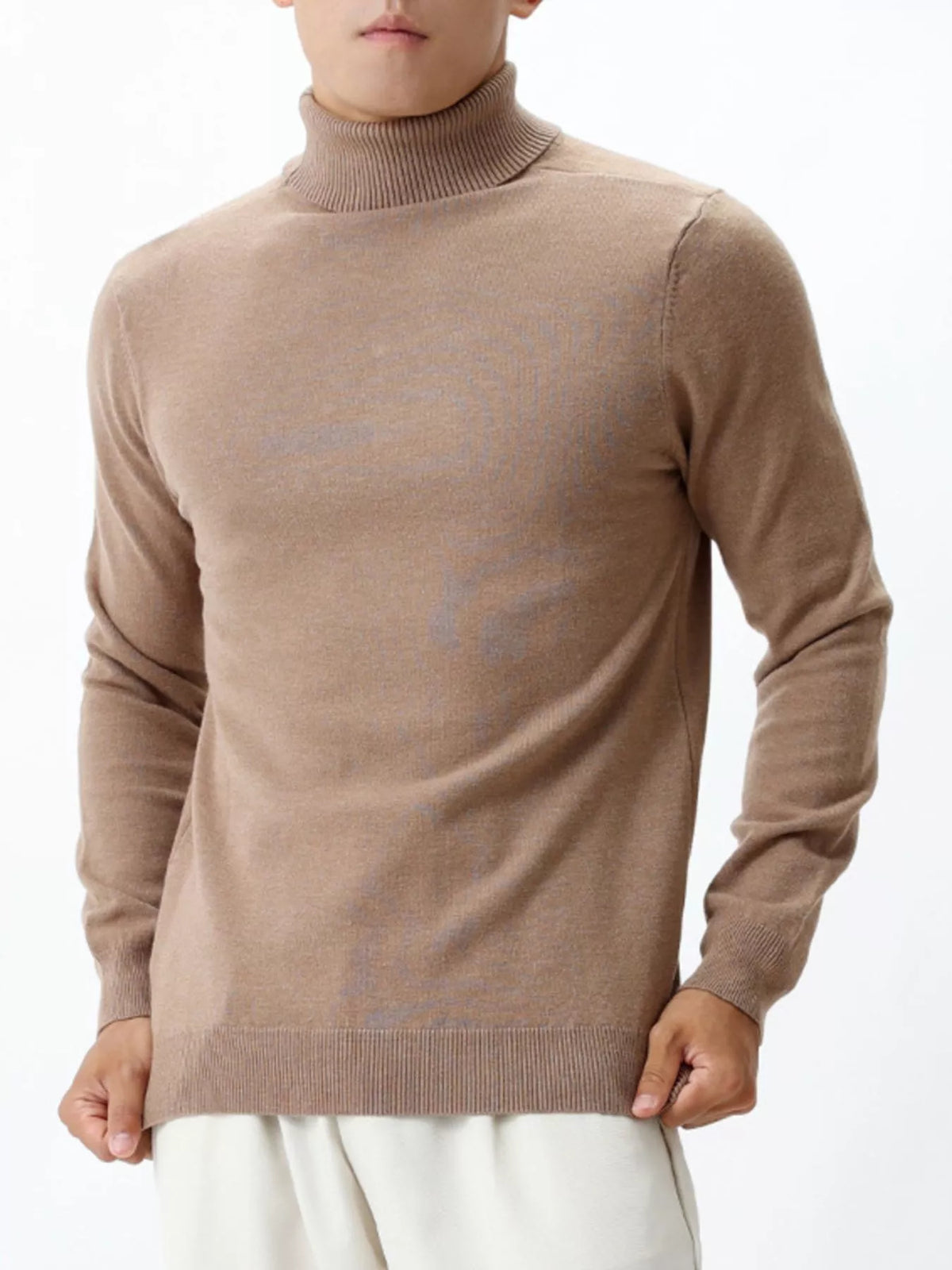 Men's Plus Size Slim-Fit Ribbed Turtleneck Sweater