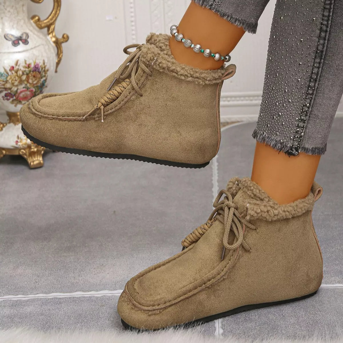 Plush Lining Ankle Boots - Lilixa.store