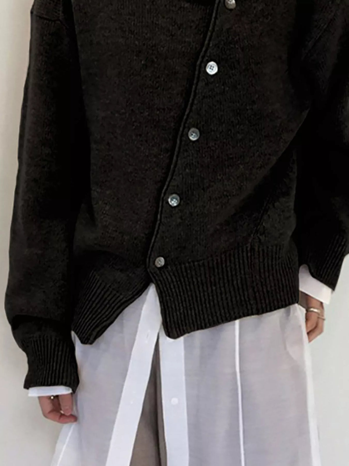 Asymmetric Button-Down Sweater