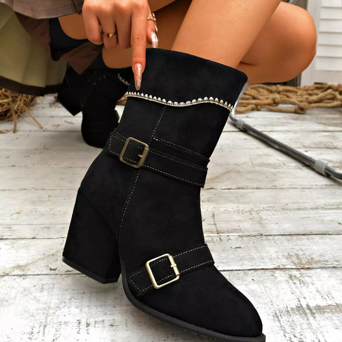 Point Toe Block Heels Boots - Lilixa.store