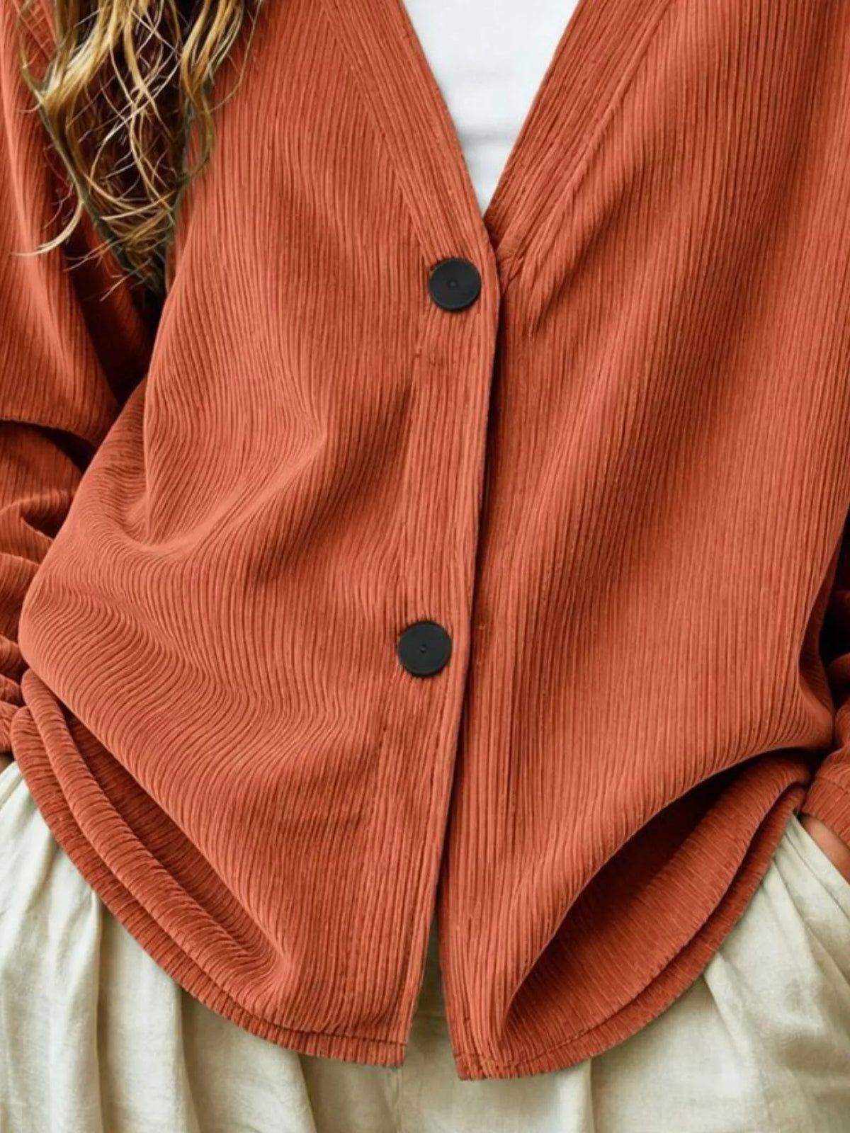 Casual Corduroy Button-Up Cardigan, view 8