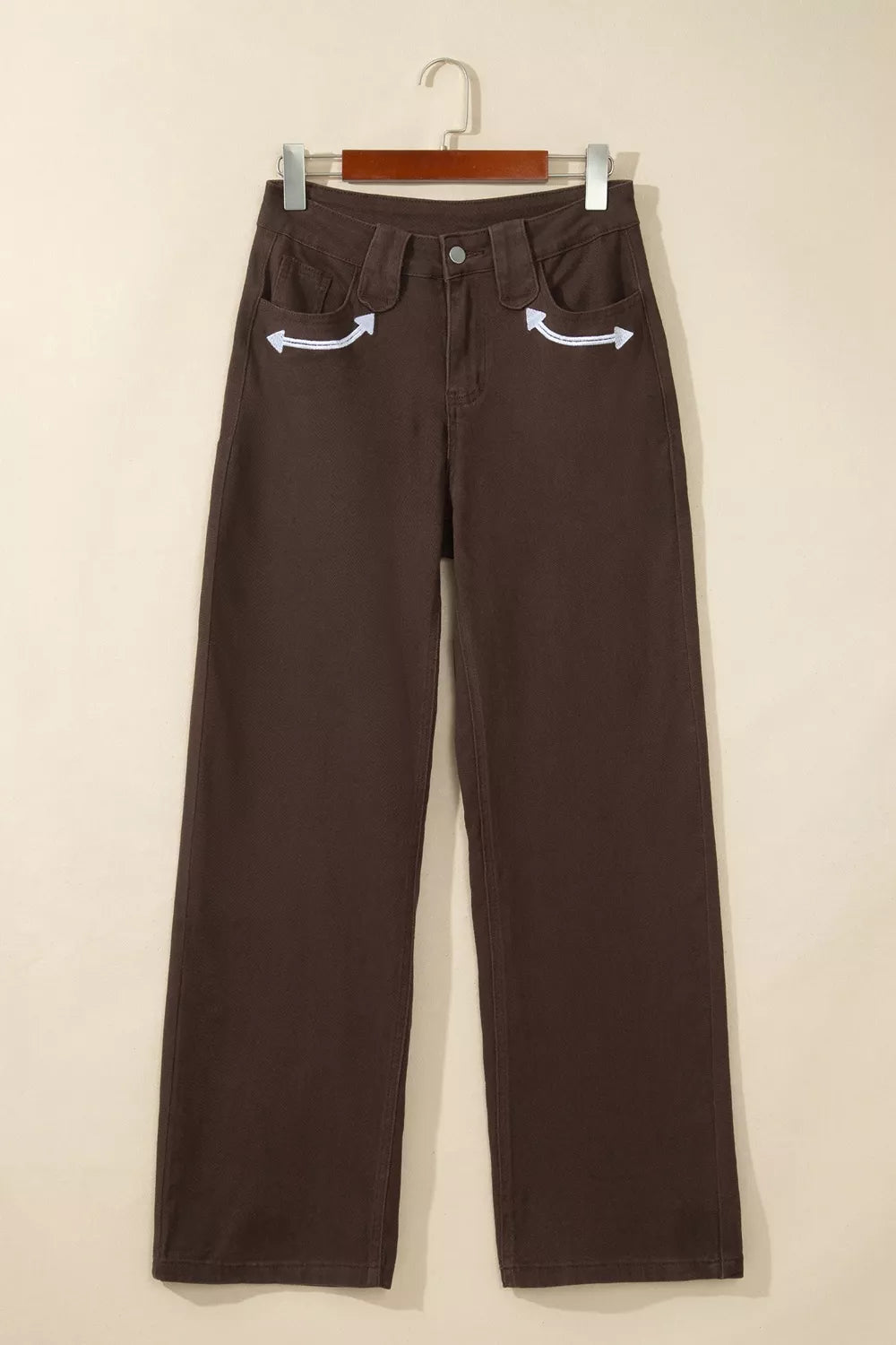 Western Colorblock Pockets Button Fly Decorative Belt Loops Straight Leg Jeans - Lilixa.store