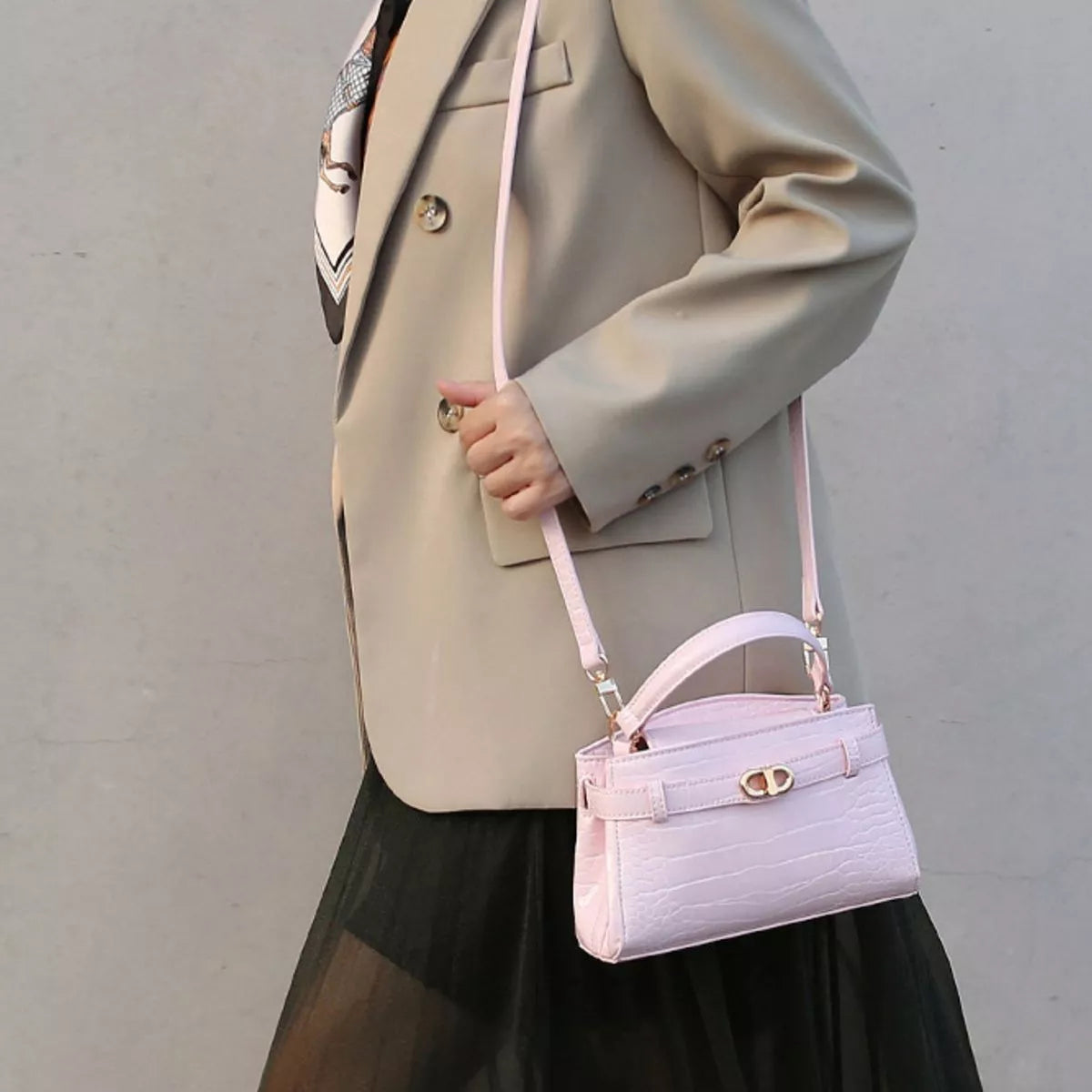 Crocodile-Embossed Crossbody Bag