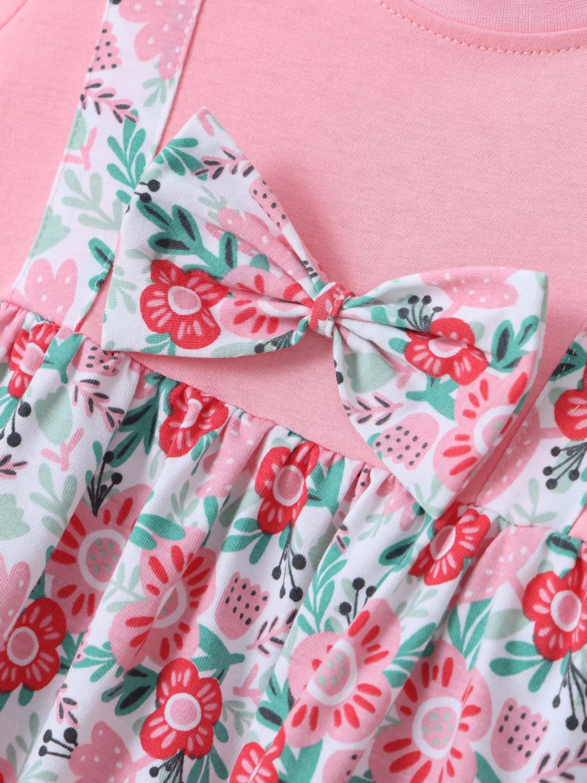 Children's Floral Print Bow Detail Dress - Lilixa.store