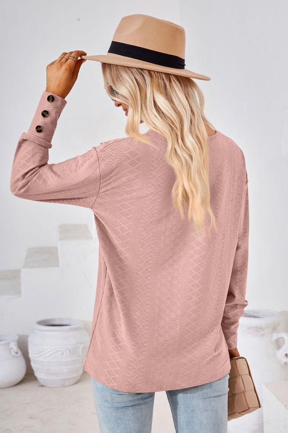 V-Neck Long Sleeve Blouse, view 6