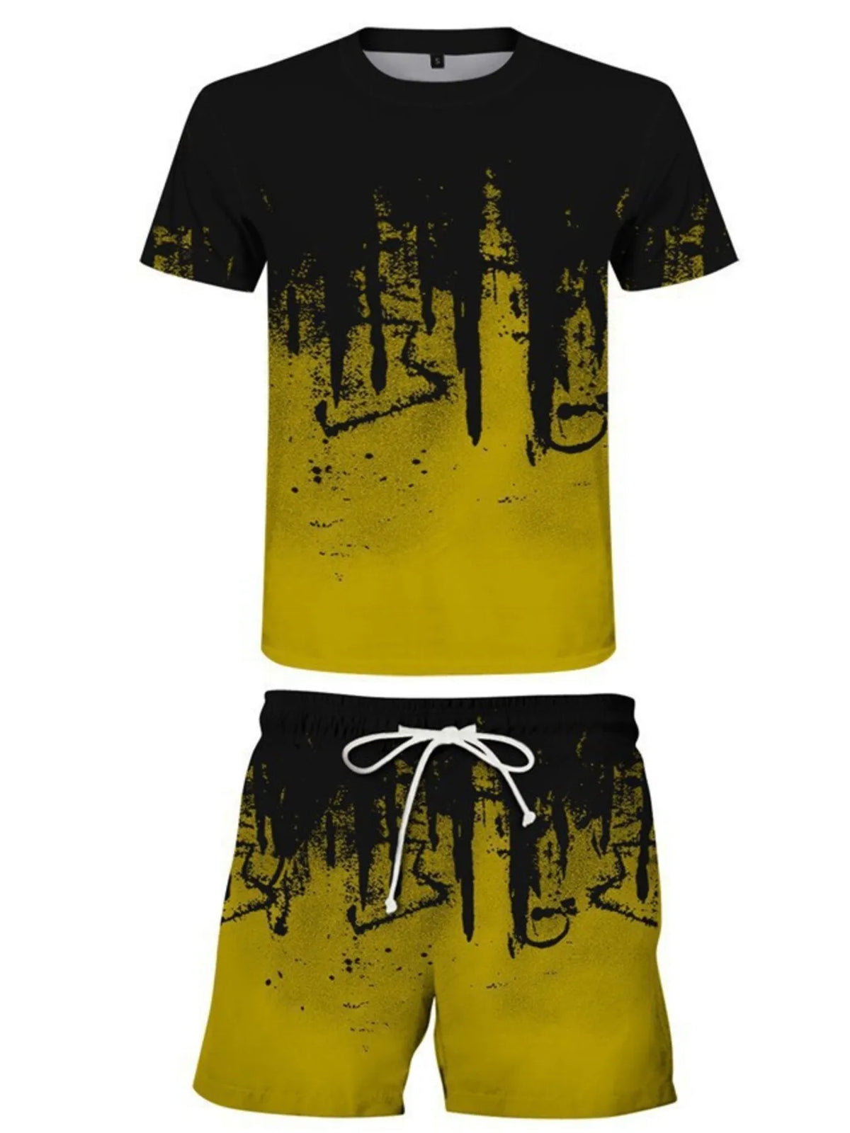 Men's Full Size Printed Short Sleeve Tee and Shorts Set Plus Size - Lilixa.store