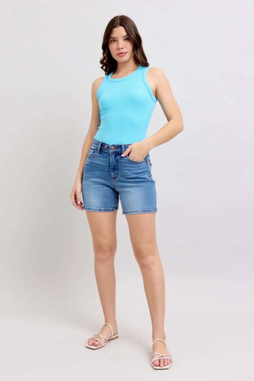 Judy Blue Full Size 2 Button Denim Shorts with Pockets Plus Size - Lilixa.store