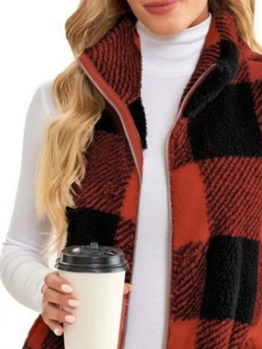 Full Size Color Block Zip Up Vest Coat Plus Size - Lilixa.store