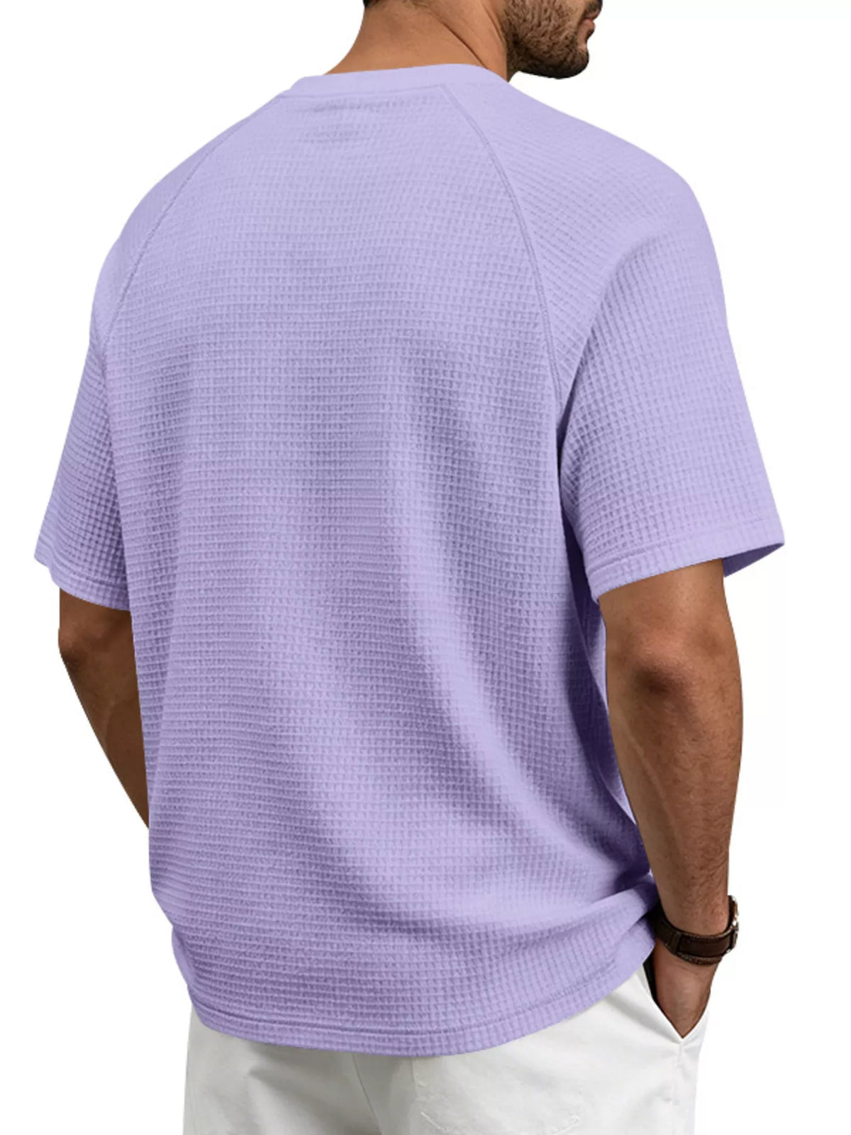 Men's Full Size Waffle Knit Raglan Short Sleeve T-Shirt Plus Size - Lilixa.store