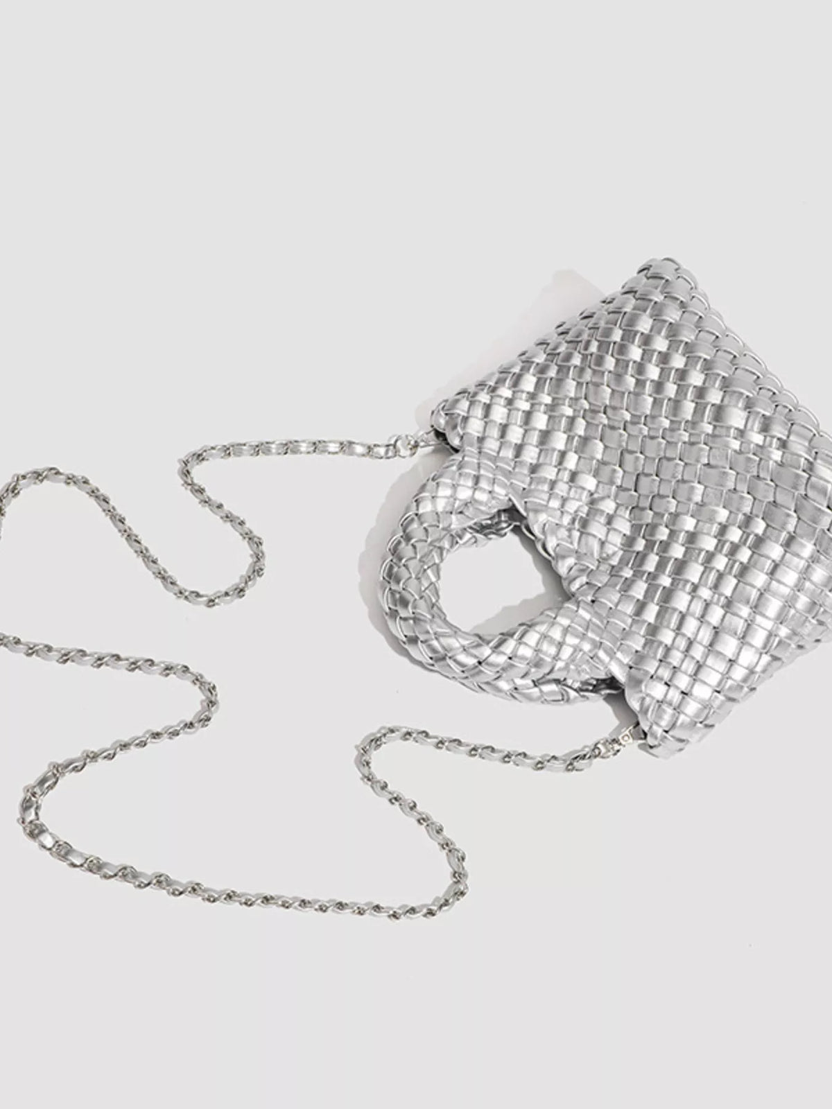 Woven Texture Mini Crossbody Bag with Chain Strap, view 2