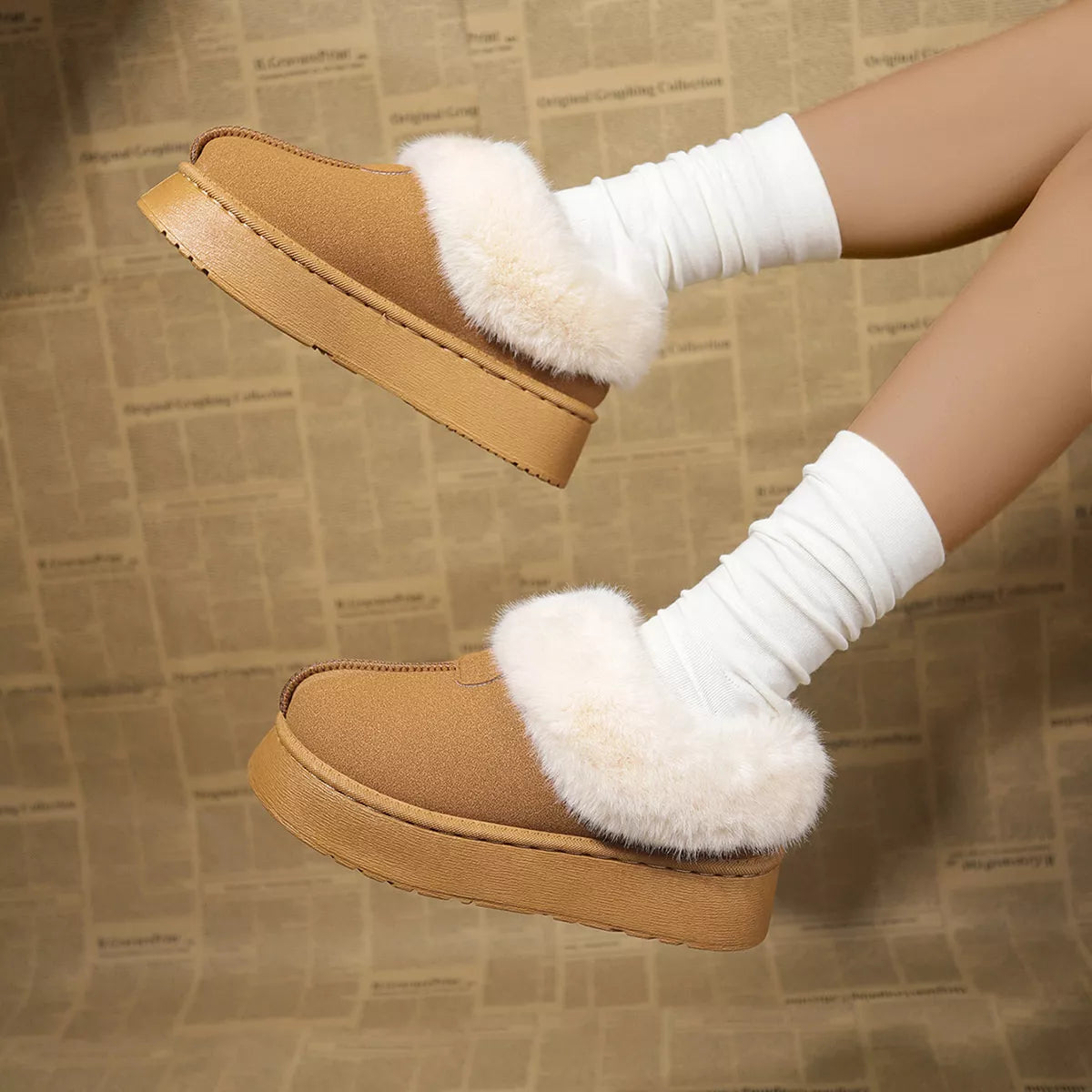 Fuzzy Trim Platform Boots, view 7