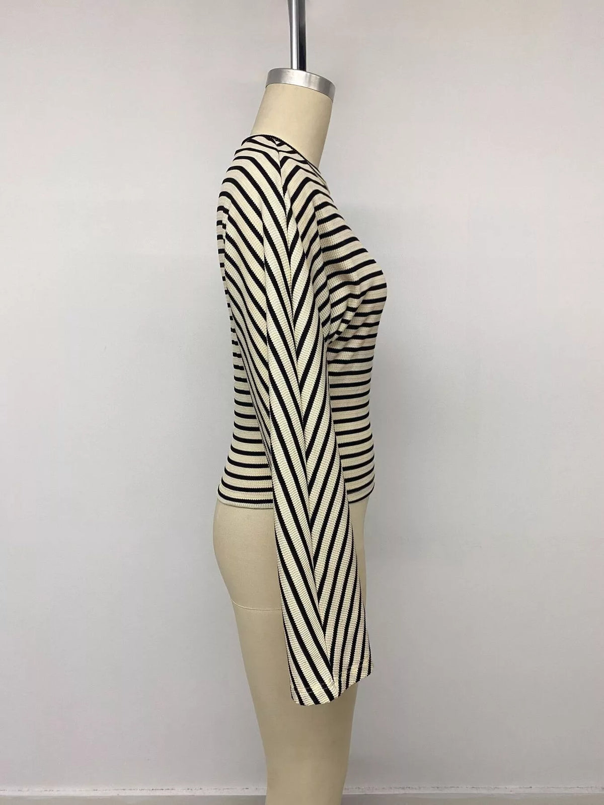 Striped Batwing Sleeve Crew Neck T-Shirt