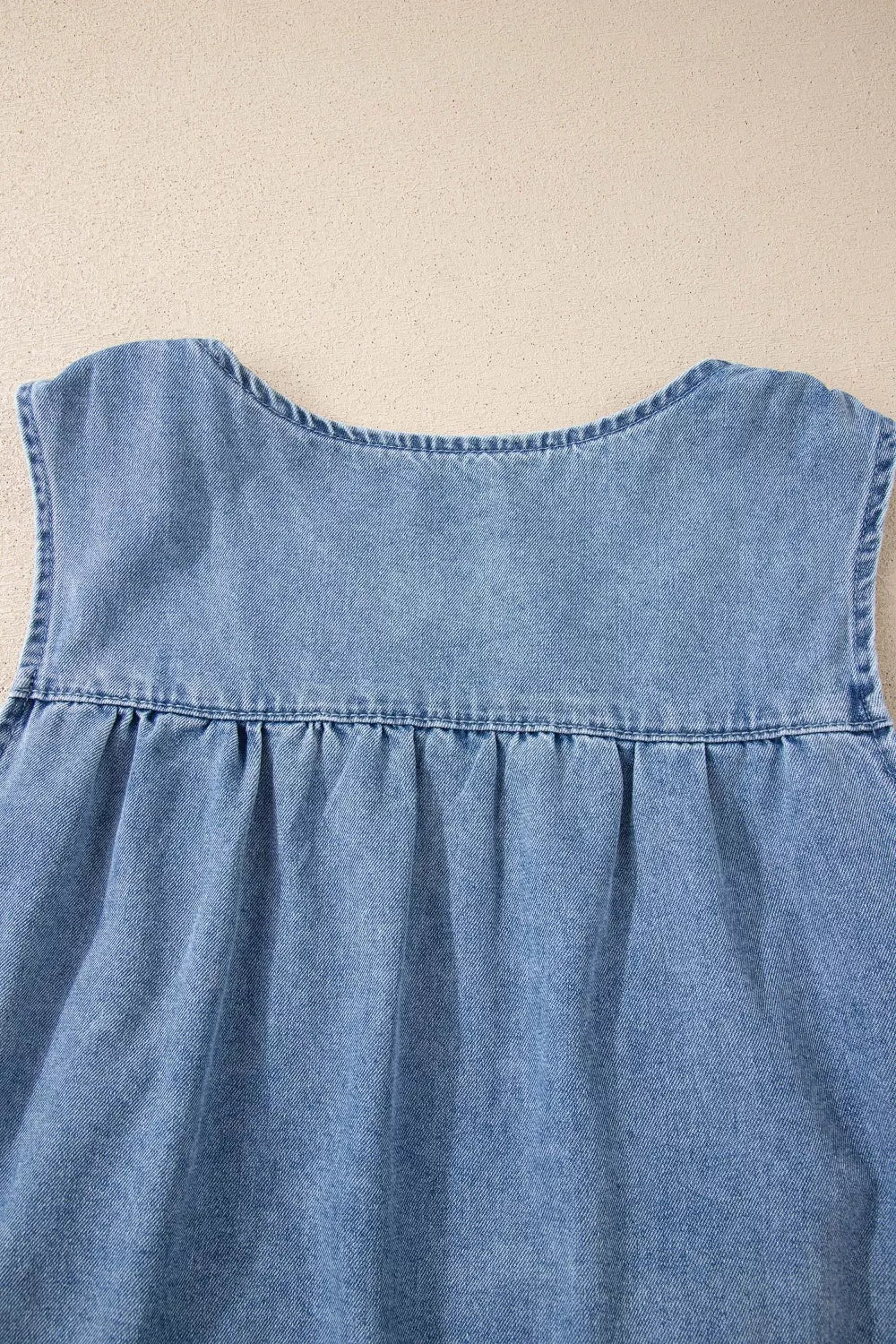 Denim Pleated Patchwork Sleeveless Top - Lilixa.store