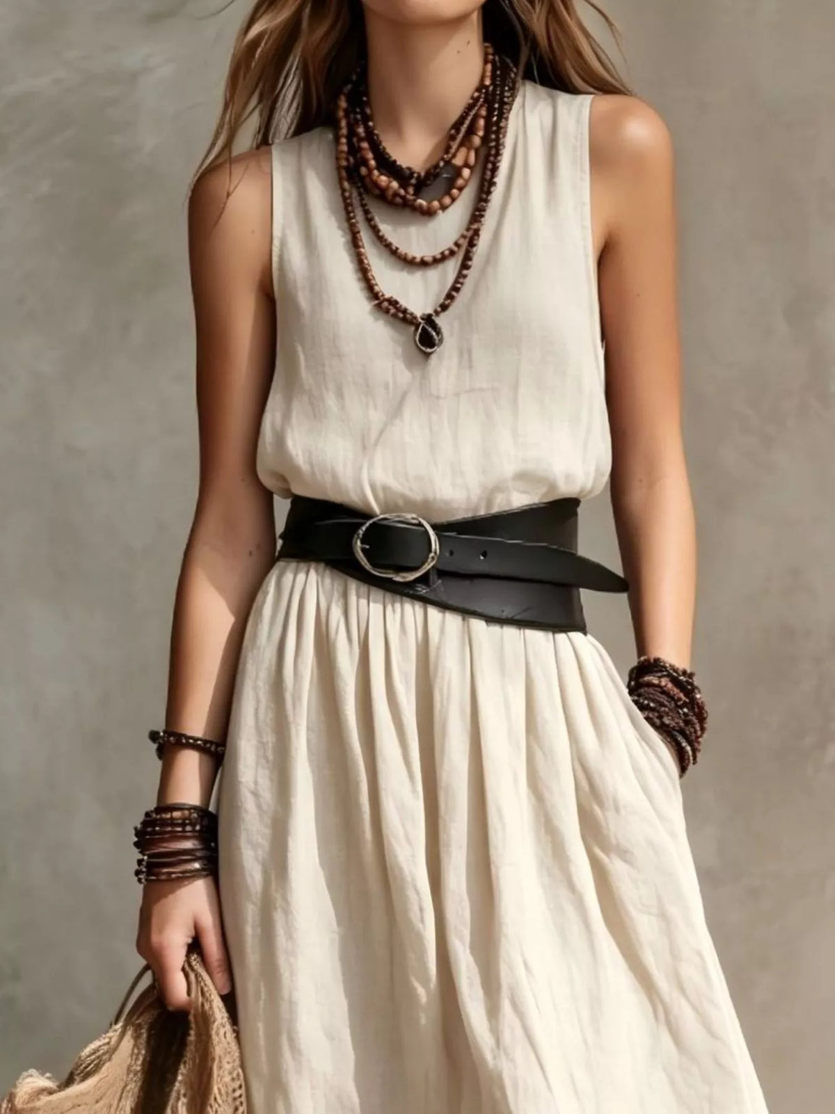 Full Size Round Neck Sleeveless Maxi Dress Plus Size - Lilixa.store