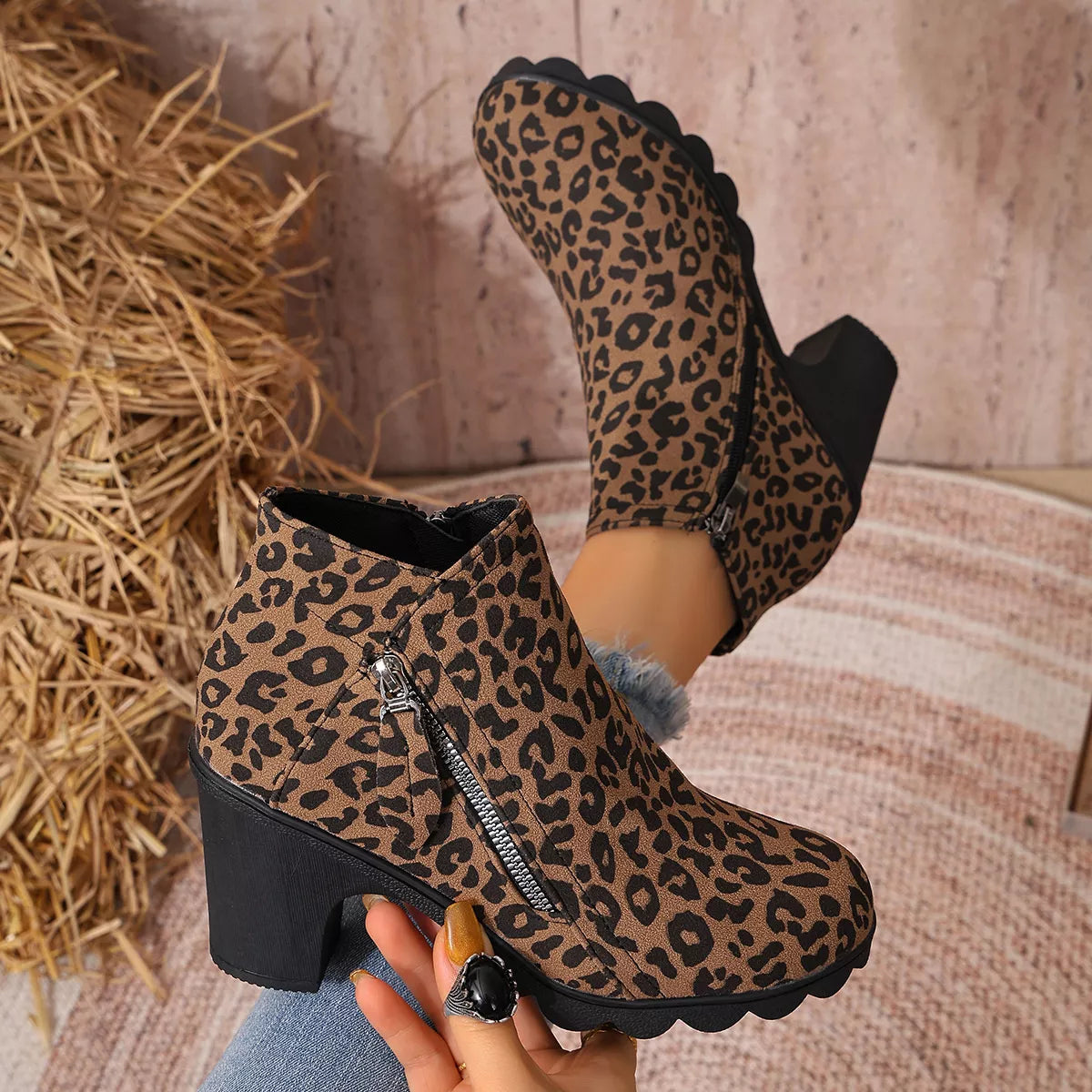 Round Toe Block Heels Boots - Lilixa.store