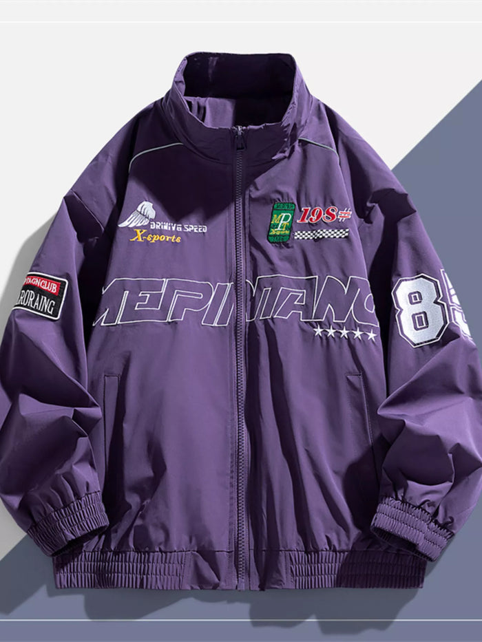Men's Plus Size Racing-Inspired Zip Up Jacket - Lilixa.store