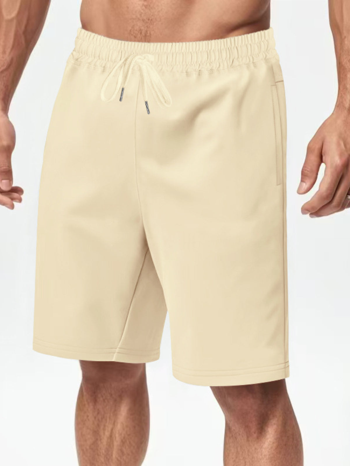 Men's Full Size Casual Drawstring Shorts Plus Size in Apricot