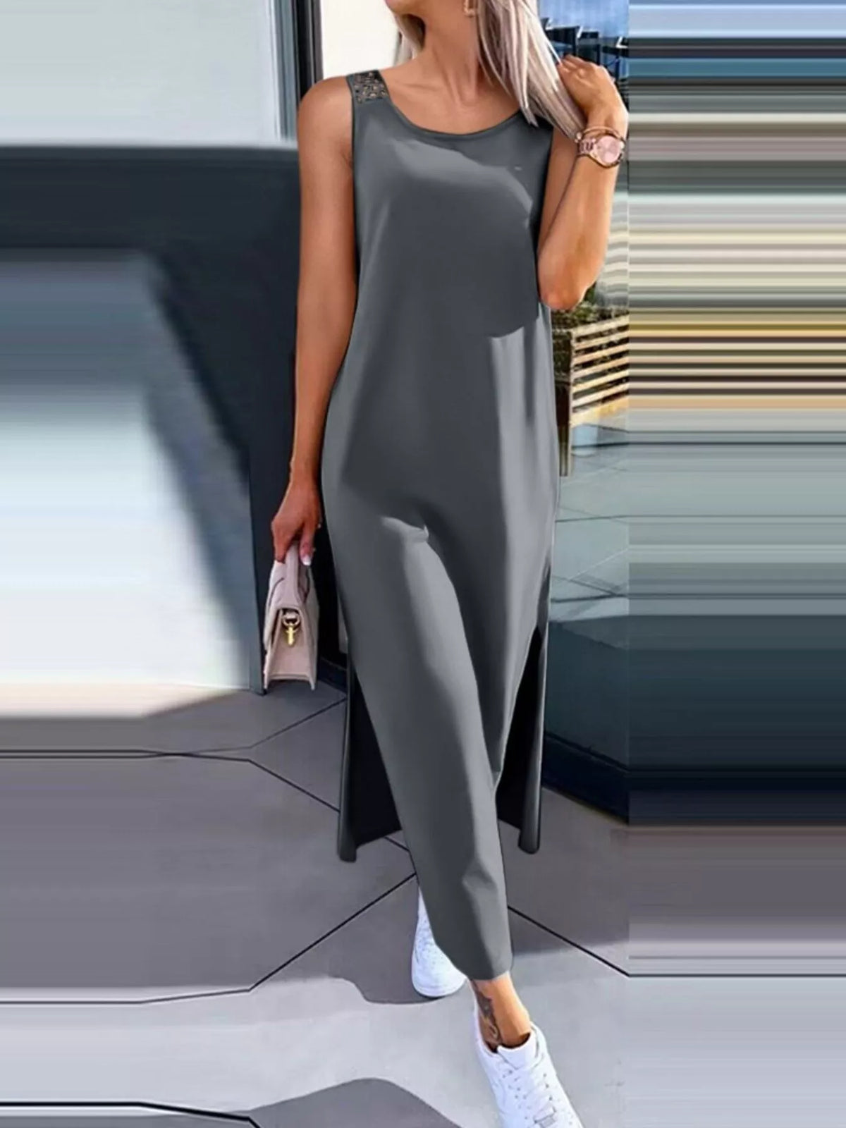 Side Slit Sleeveless Maxi Dress - Lilixa.store