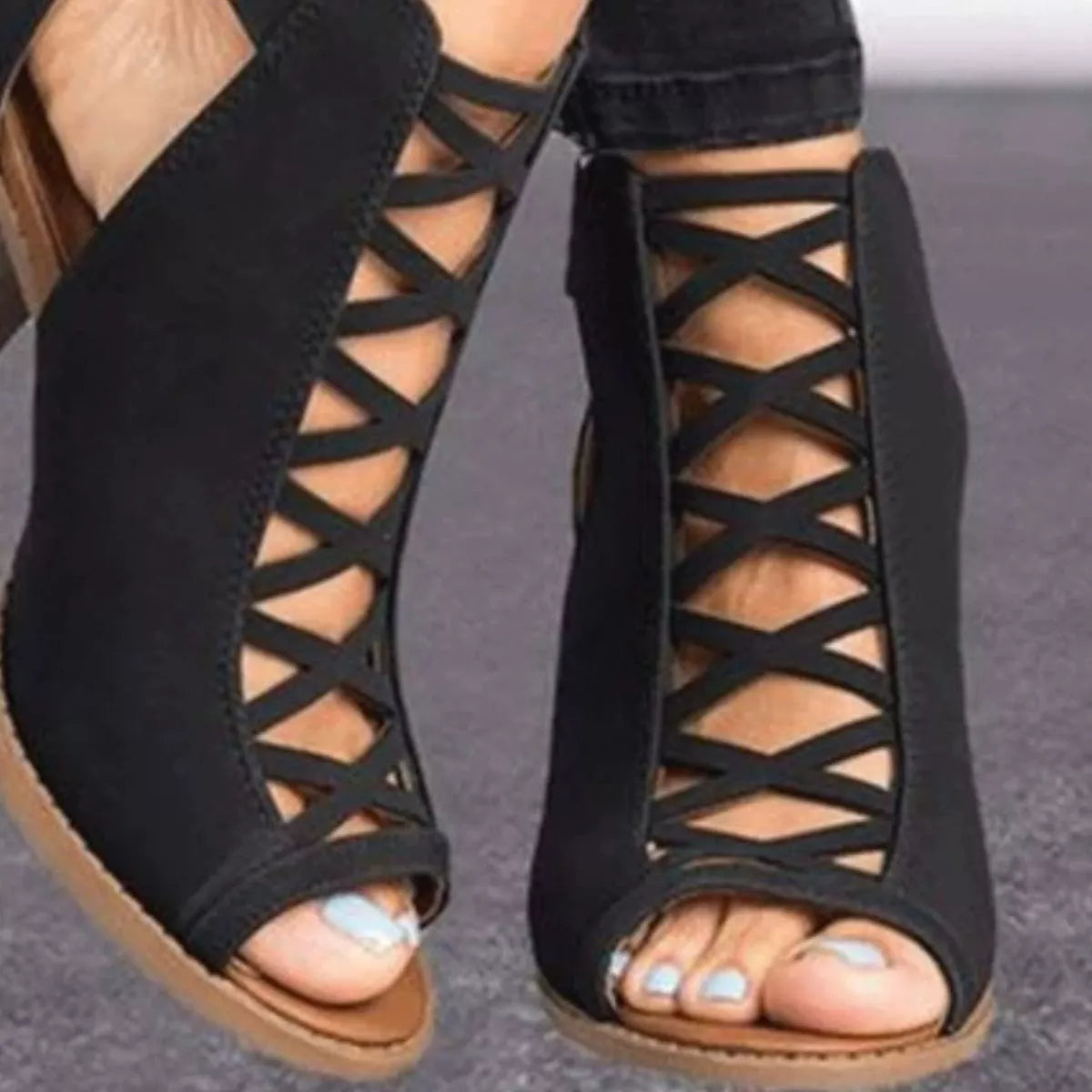 Peep Toe Block Heels Sandals - Lilixa.store