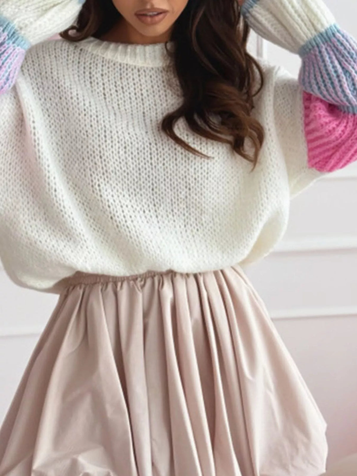 Color Block Round Neck Sweater - Lilixa.store