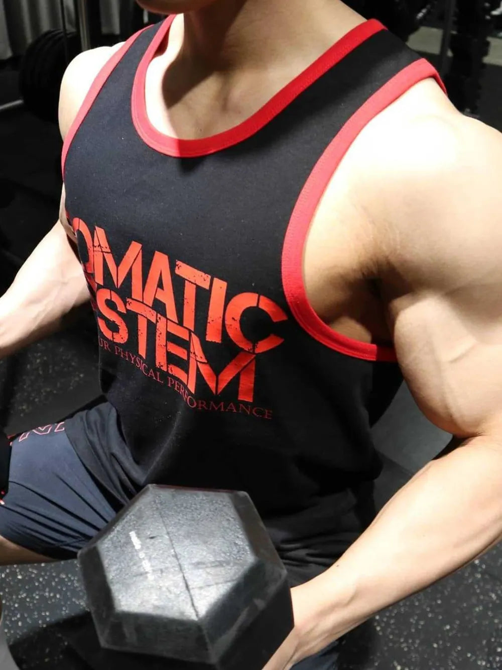 Men's Plus Size Round Neck Letter Graphic Tank in Red