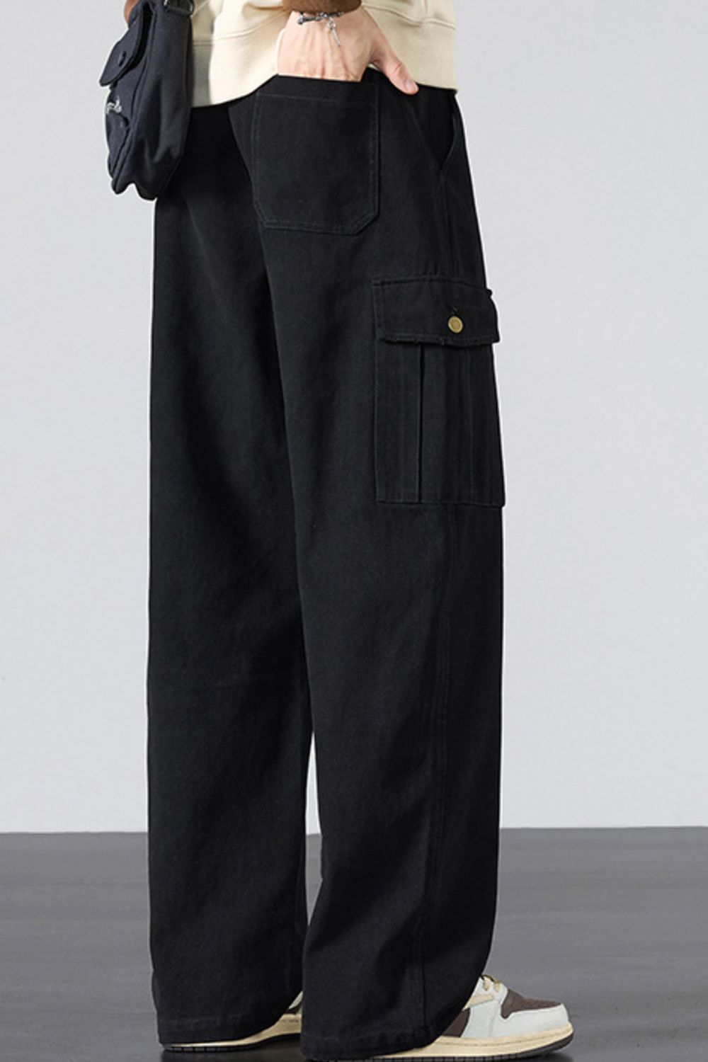 Men's Plus Size Drawstring Loose Fit Cargo Pants, view 4