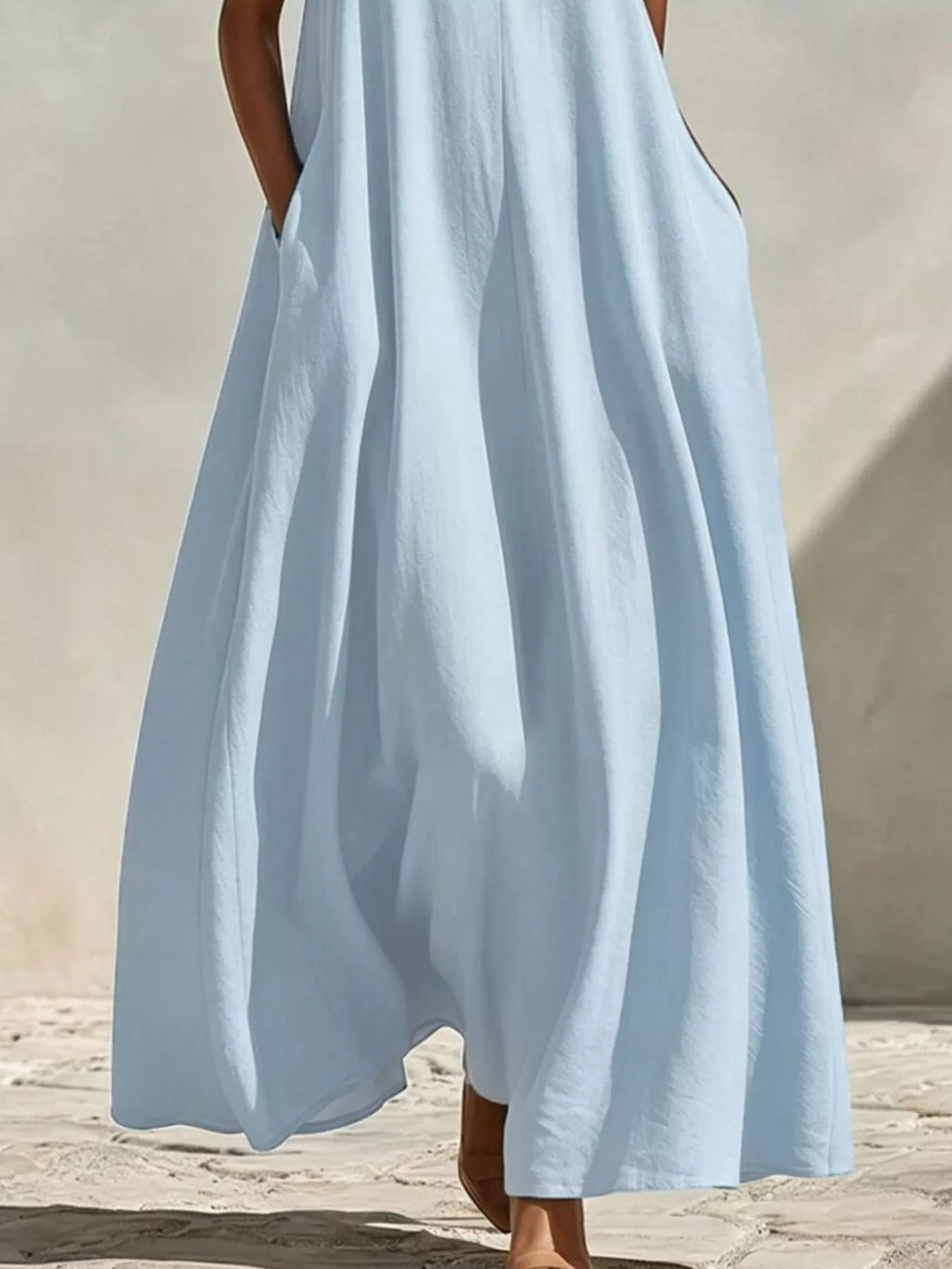 Sleeveless Maxi Dress with Side Pockets - Lilixa.store