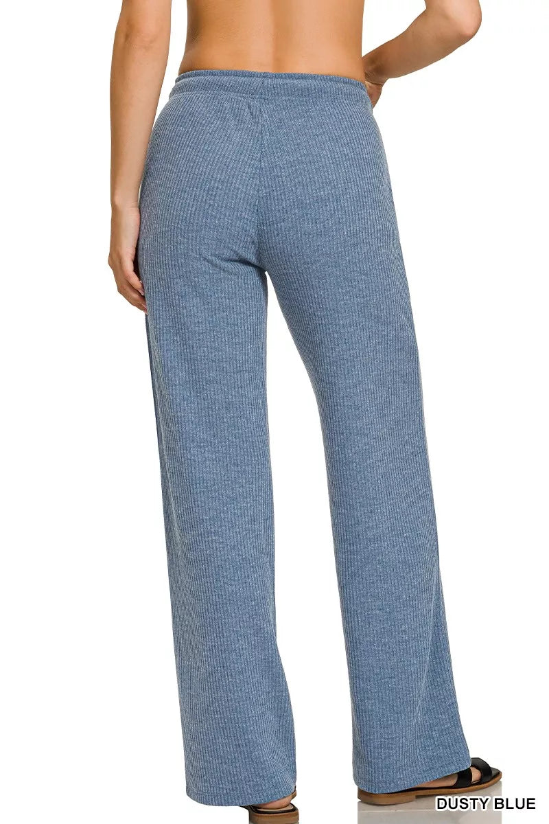 Zenana Ribbed Drawstring Lounge Pants - Lilixa.store