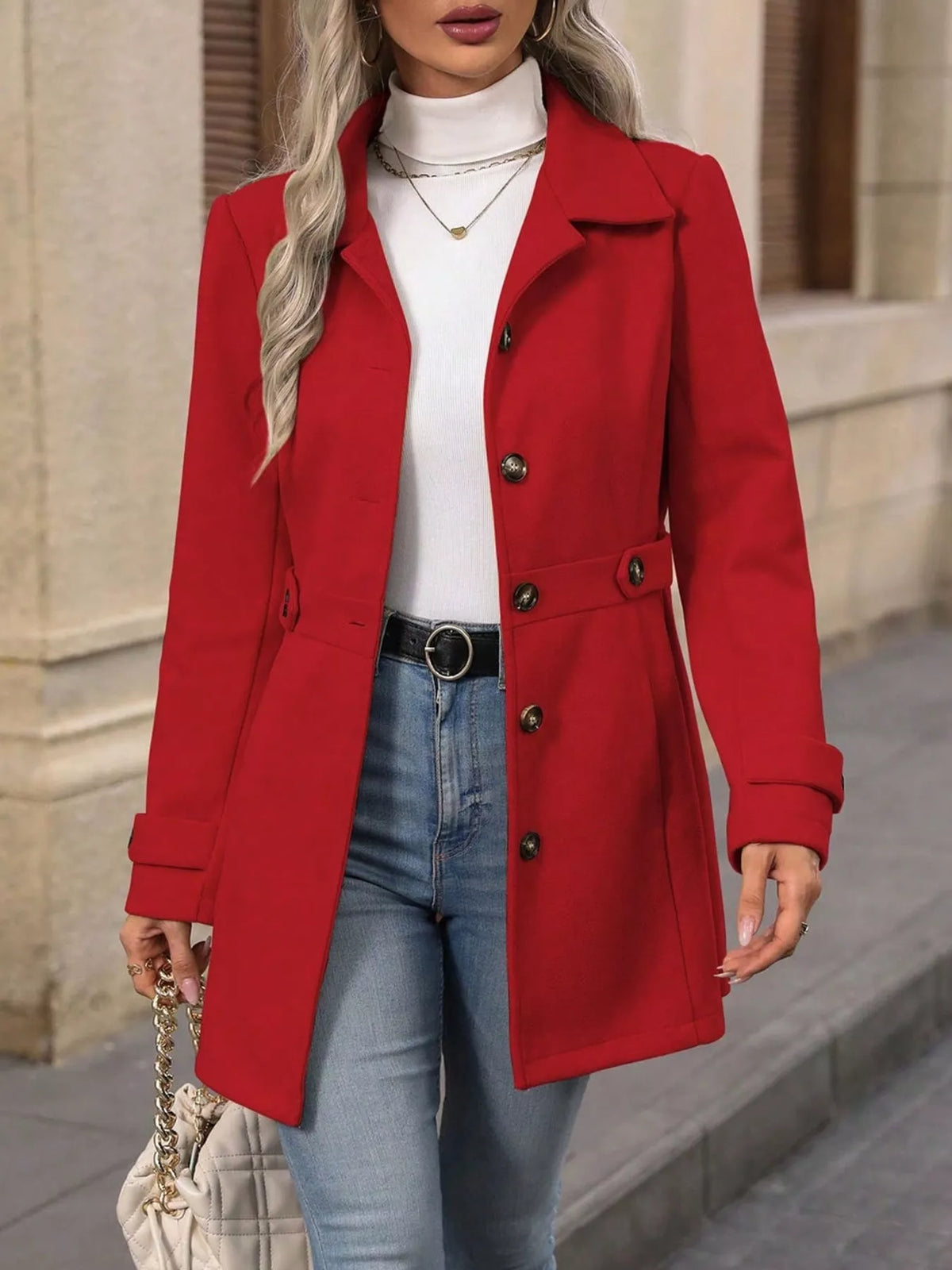 Single-Breasted Long Sleeve Coat - Lilixa.store