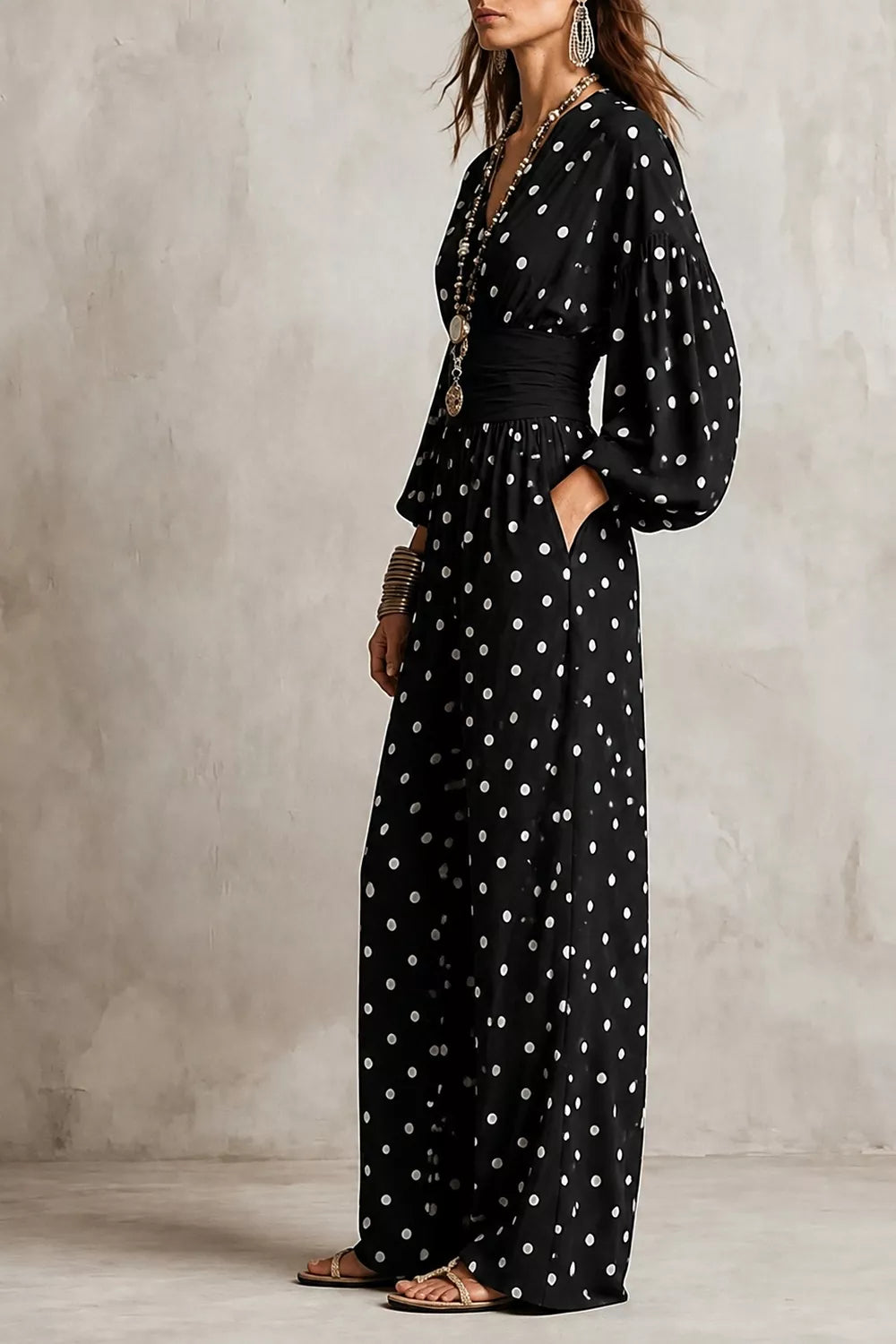 Polka Dot Wide-Leg Jumpsuit