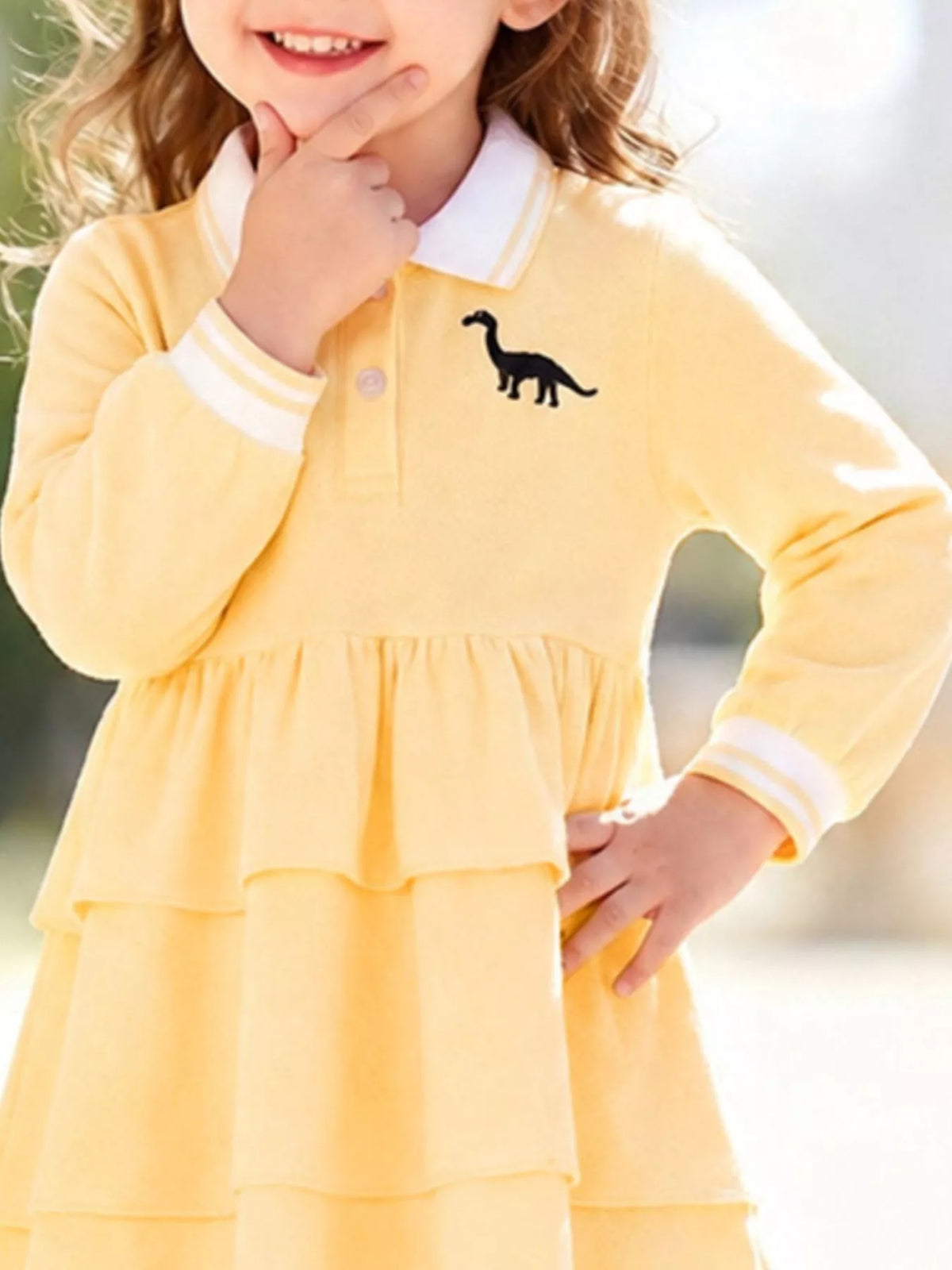 Children's Polo Collar Tiered Dress - Lilixa.store