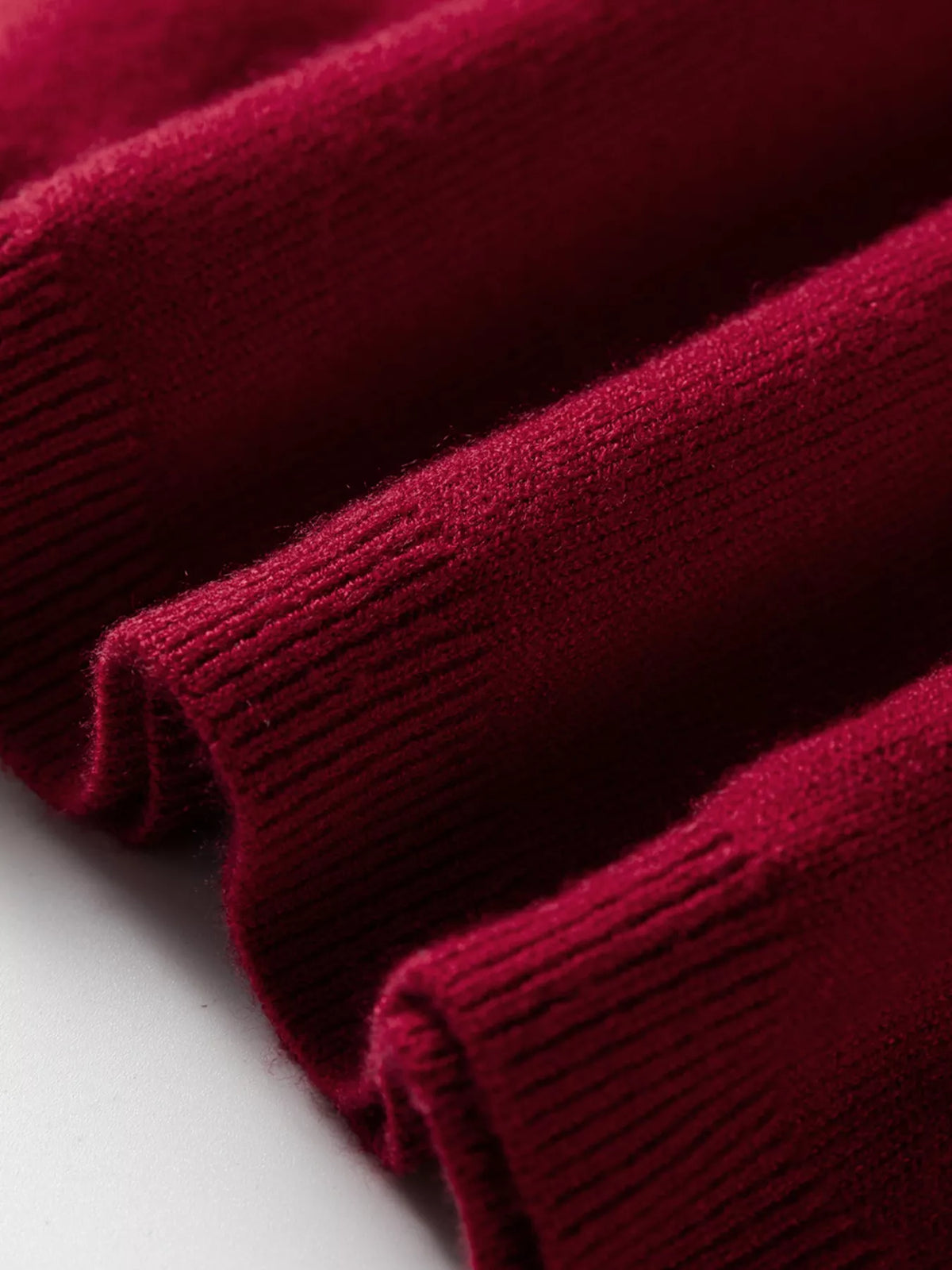 Solid Color Crew Neck Knit Cap Sleeve Sweater in Burgundy, view 5