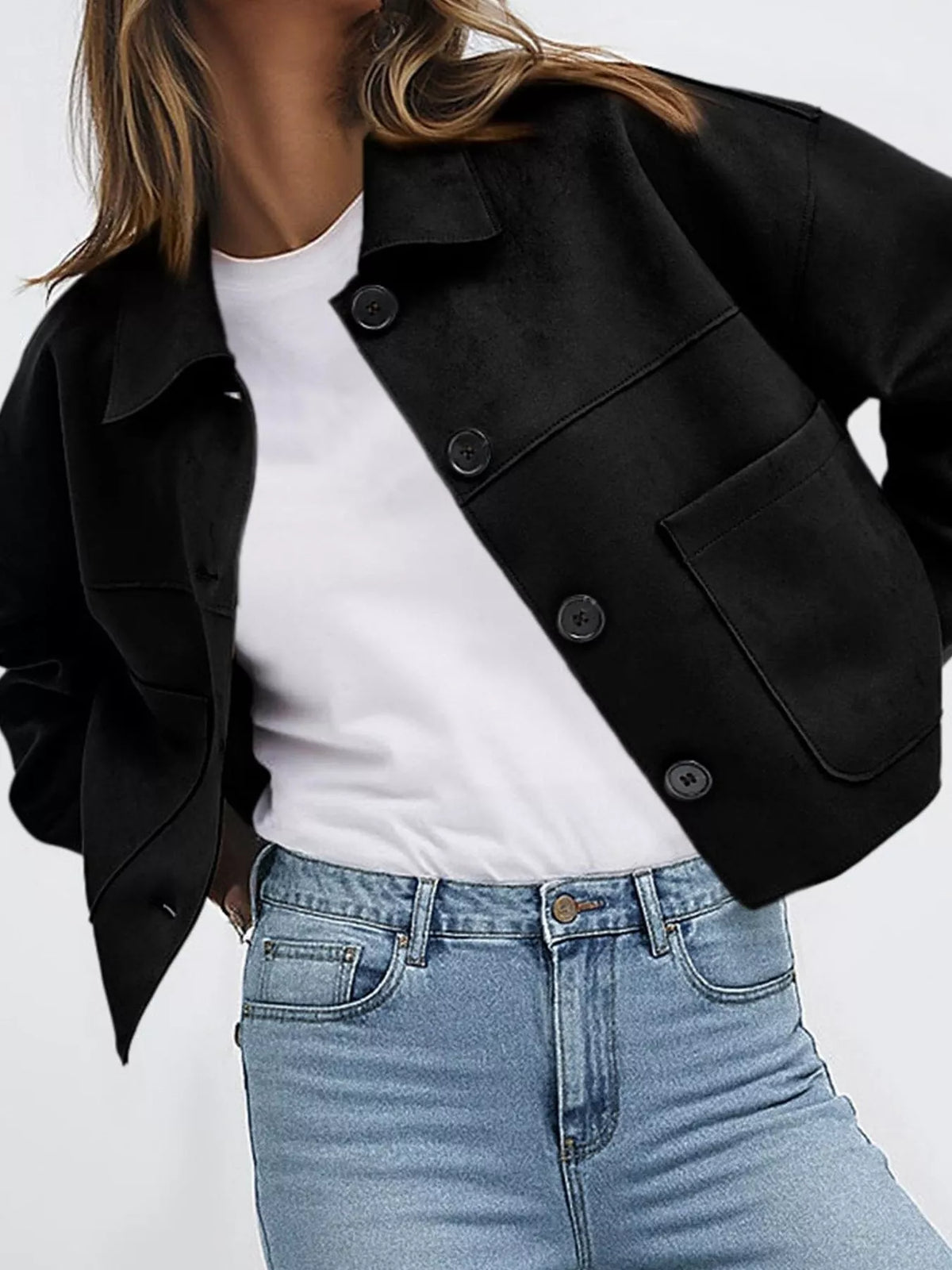 Button-Down Cropped Jacket