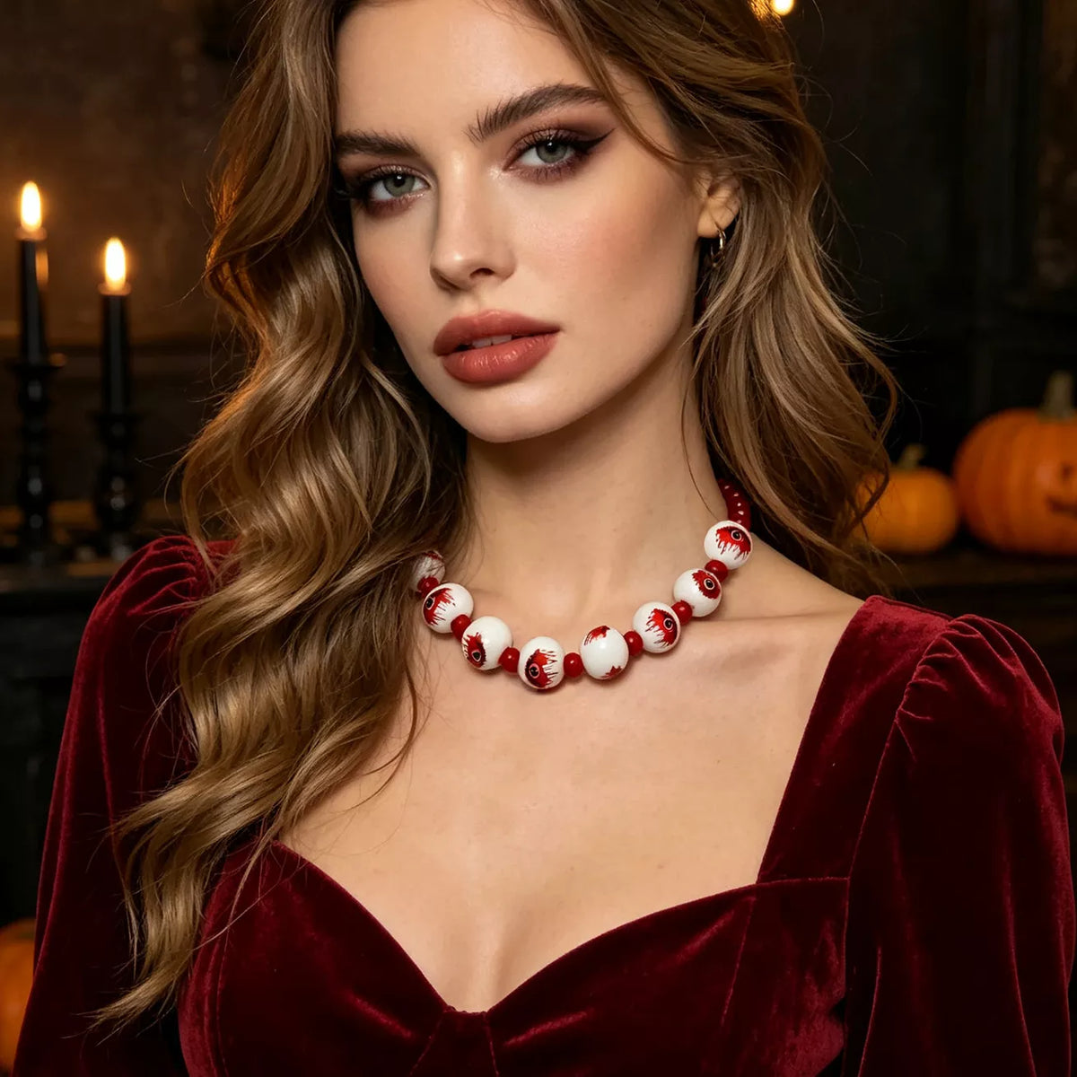 Halloween Eyeball Beaded Necklace - Lilixa.store