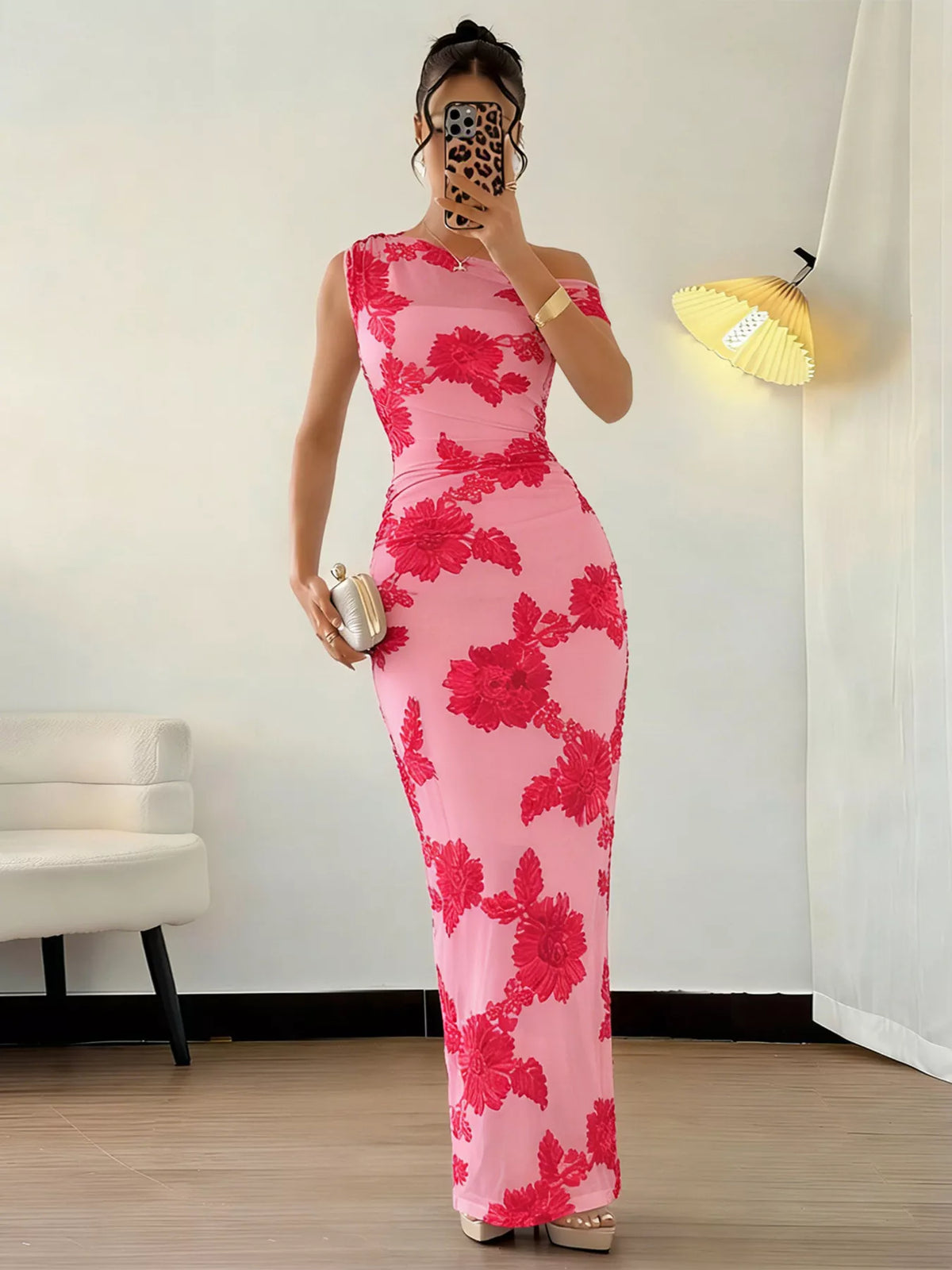 Embroidered One Shoulder Maxi Dress - Lilixa.store