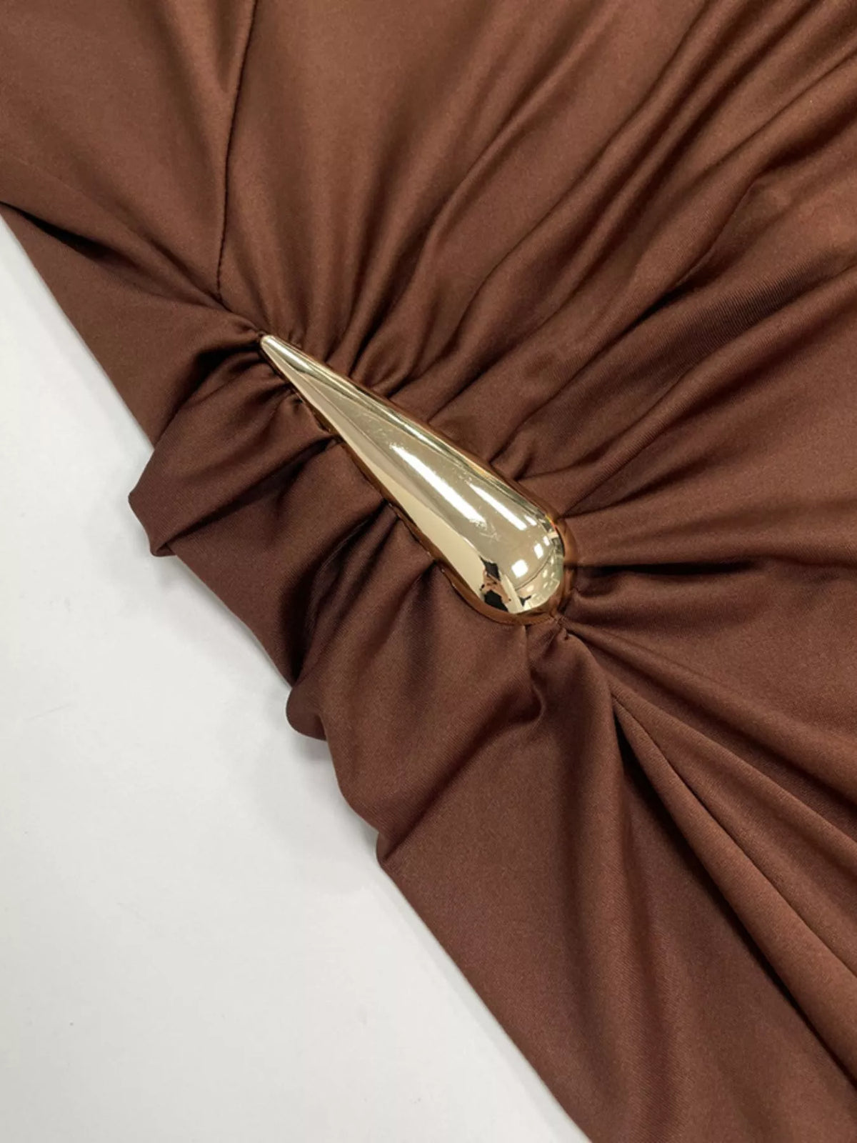 Draped Sleeveless Bodycon Maxi Dress with Metal Detail - Lilixa.store