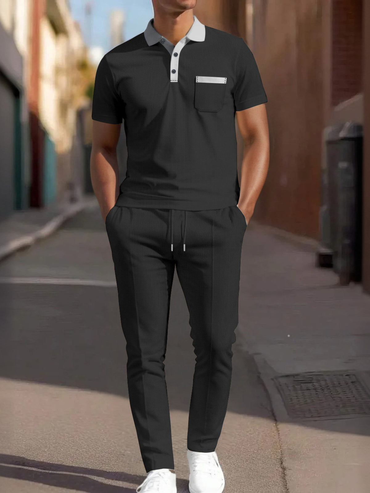 Men's Full Size Short Sleeve Polo and Pants Set Plus Size - Lilixa.store