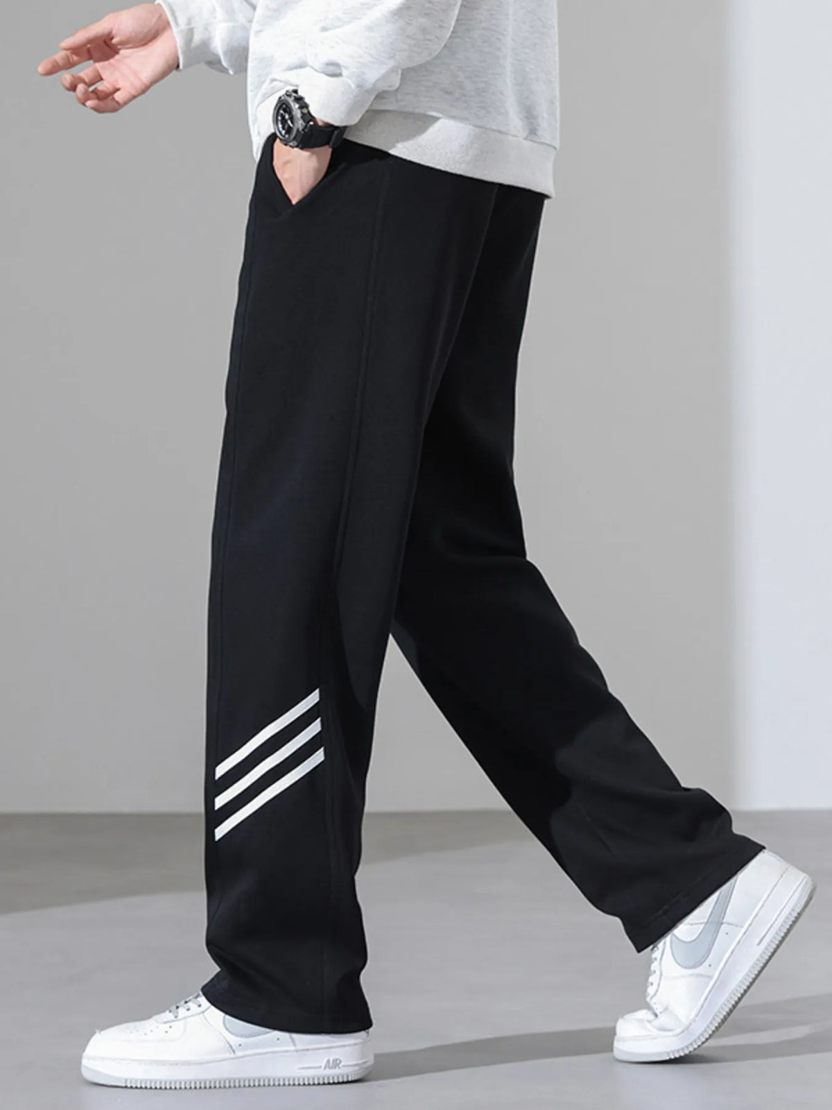 Men's Full Size Casual Loose Fit Sweatpants with Stripes Plus Size, view 4