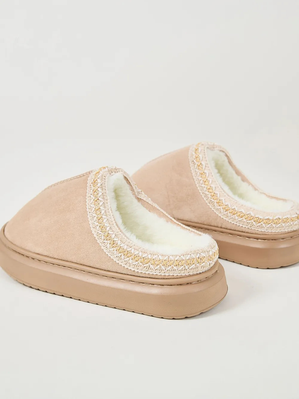 Faux Fur Suede Platform Slippers - Lilixa.store