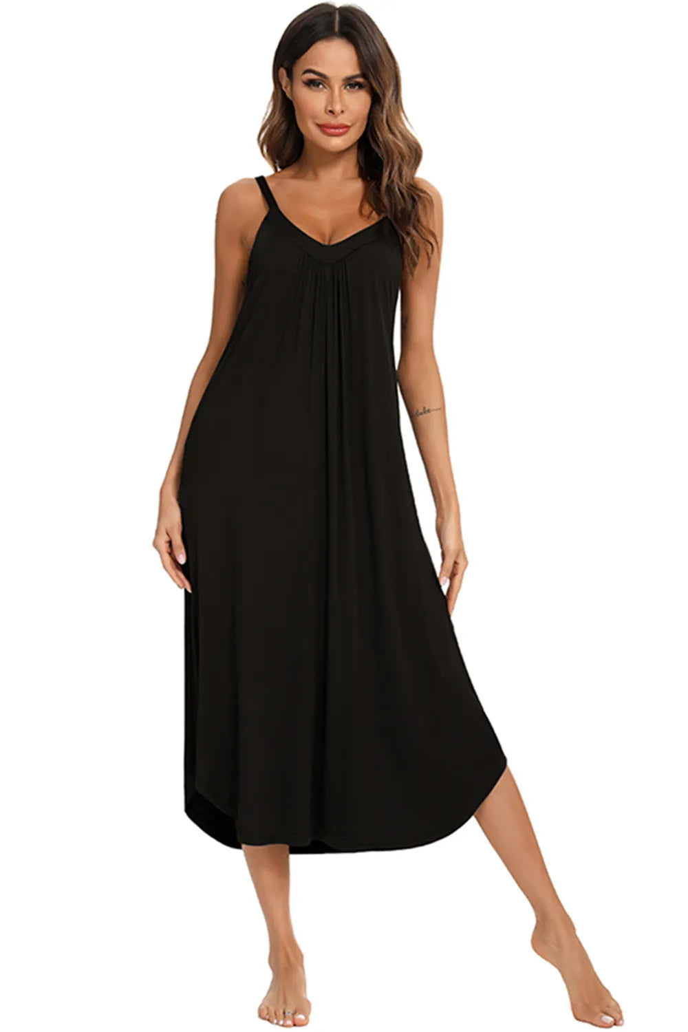 V-Neck Midi Lounge Dress - Lilixa.store
